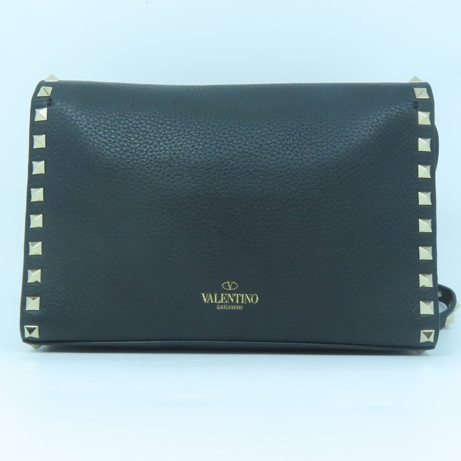 Valentino 牛皮皮革Rockstud Bag銀扣肩背袋黑色