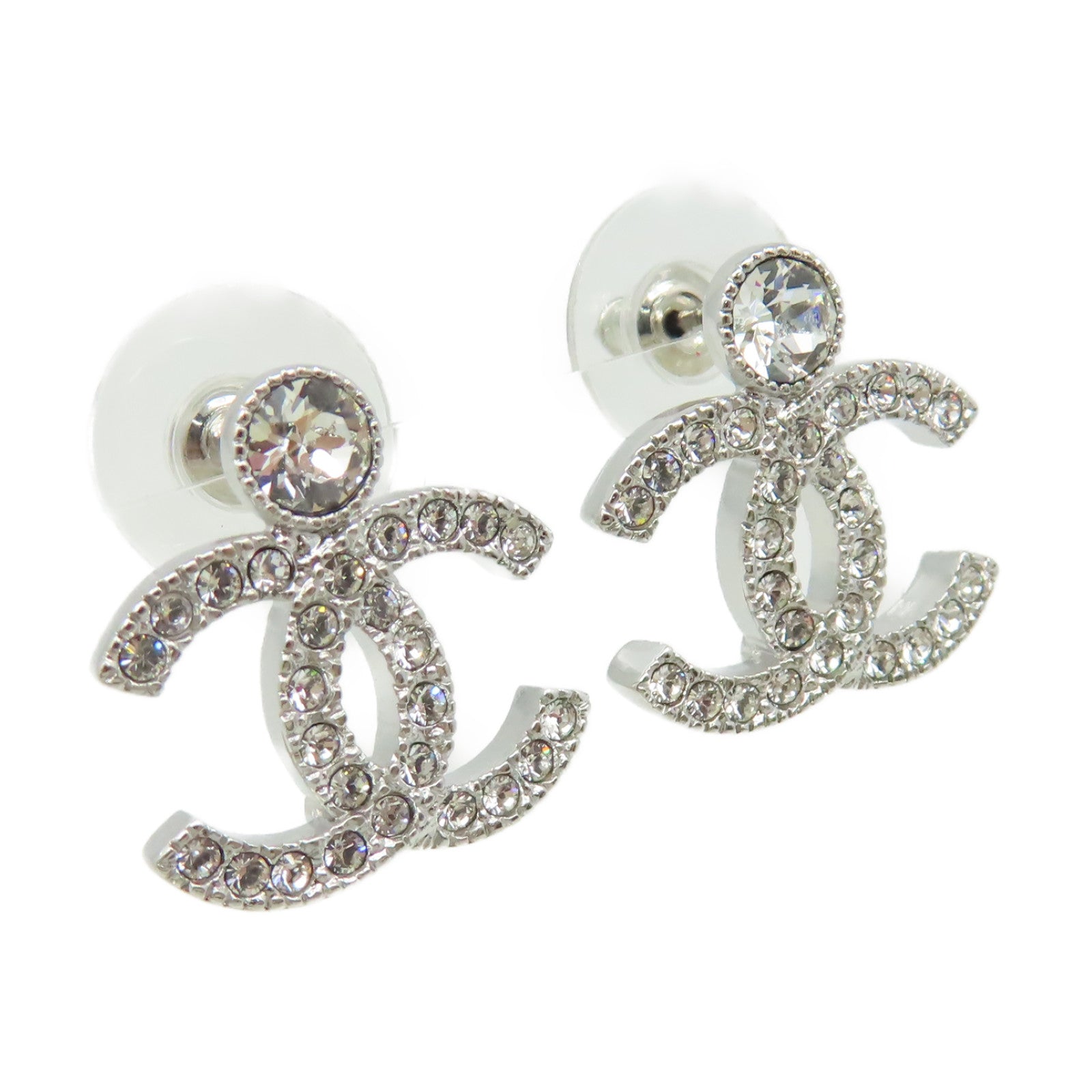 CHANEL 金屬CC Earrings耳環銀色