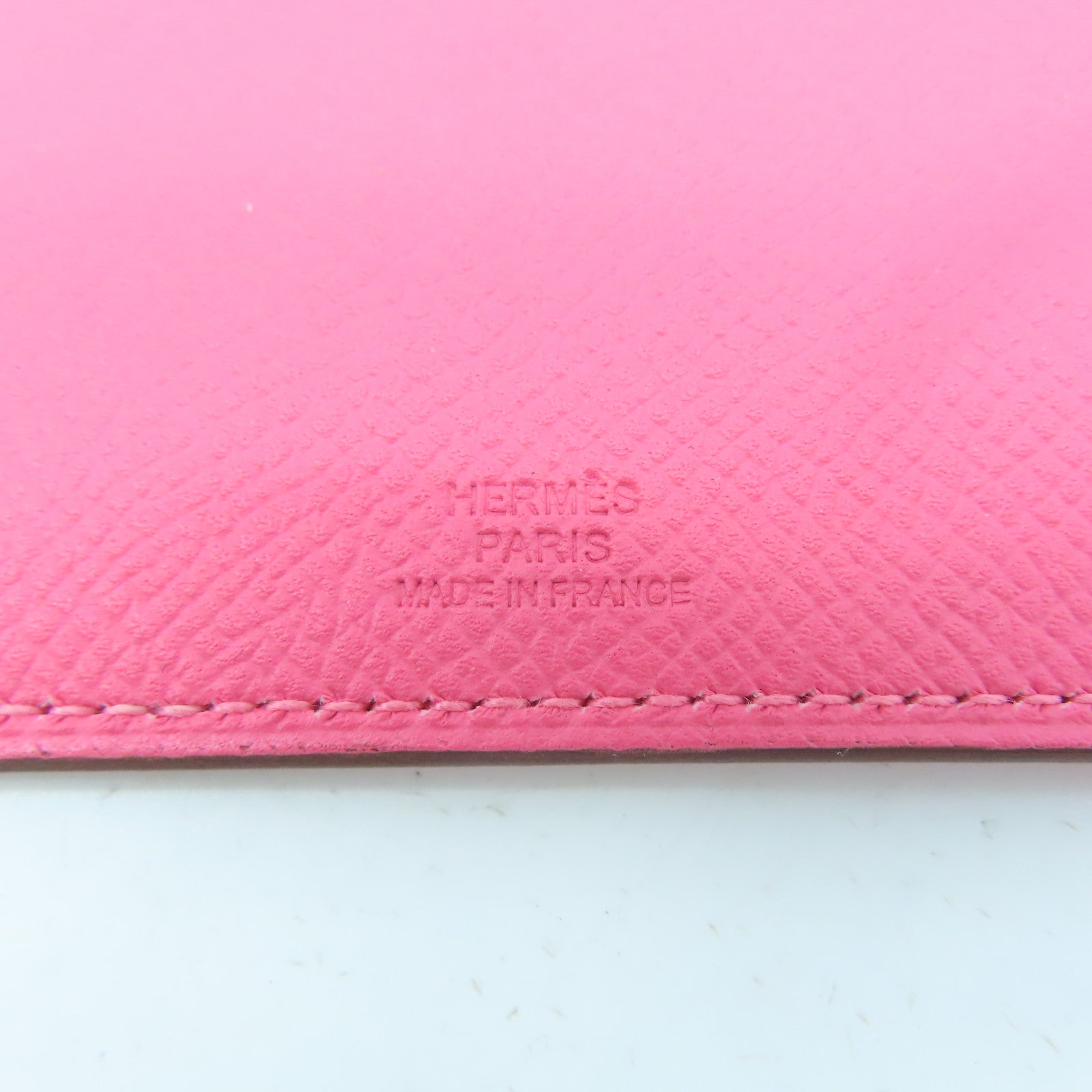 HERMES Epsom皮革Passport Case銀扣護照套粉紅色