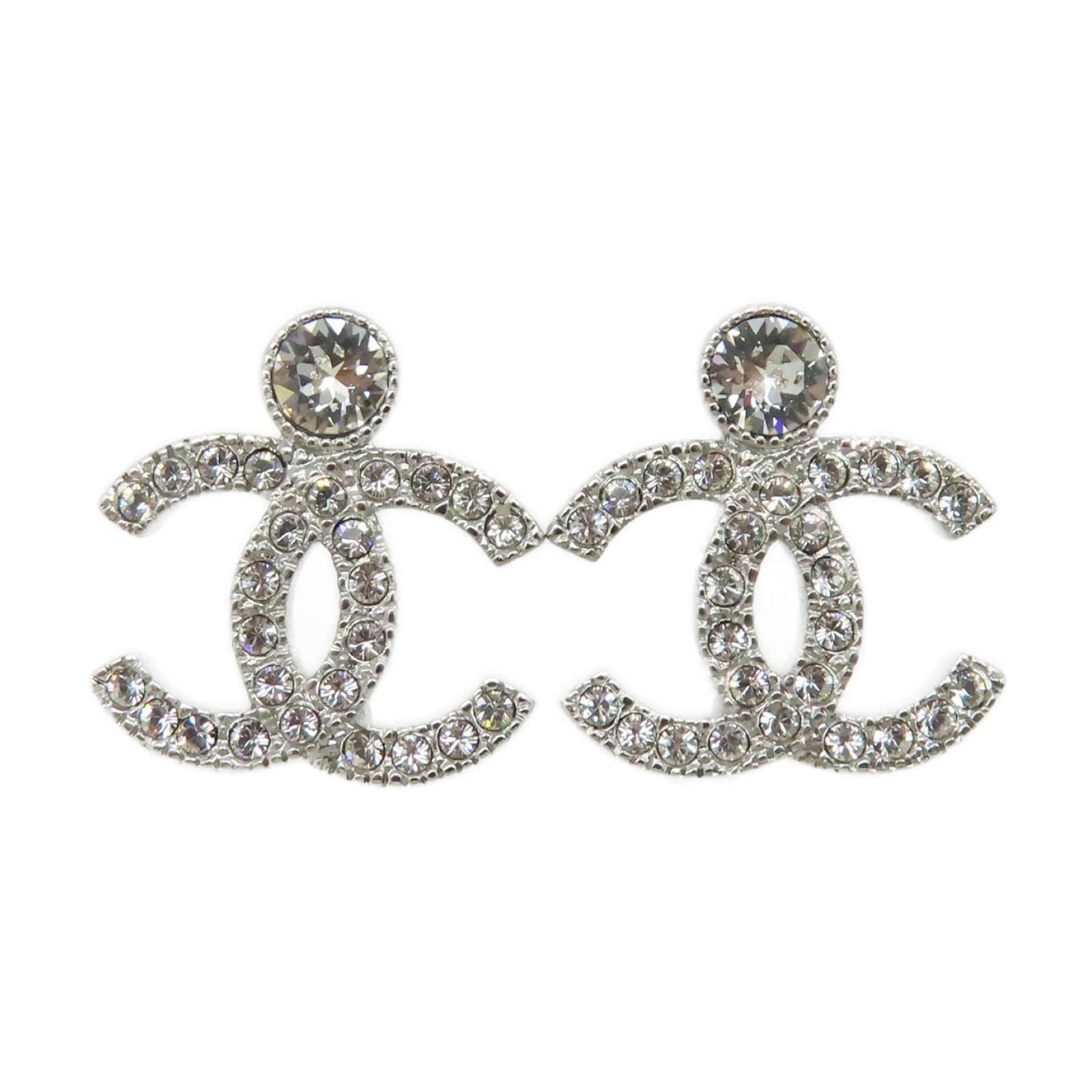 CHANEL 金屬CC Earrings耳環銀色