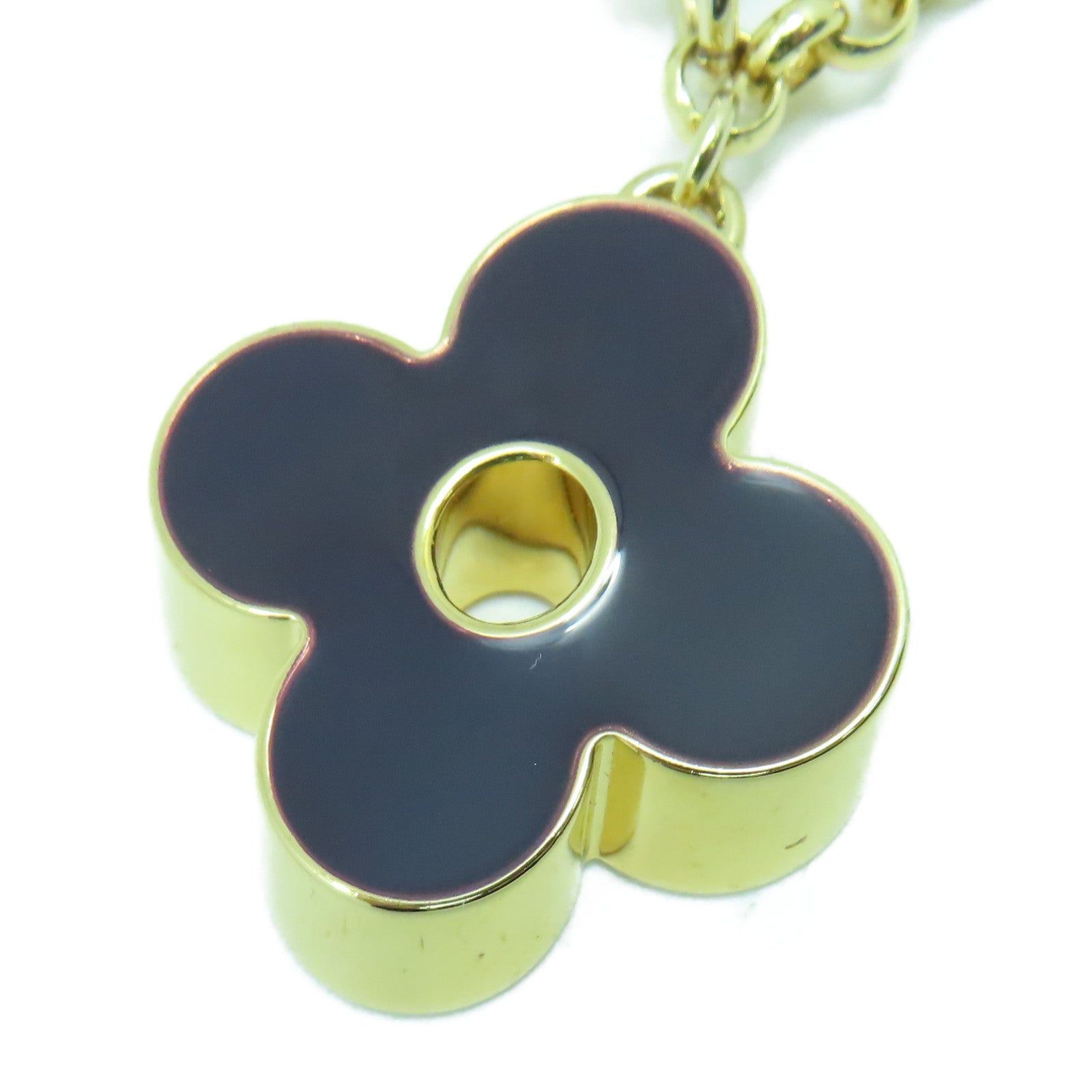 LOUIS VUITTON 金屬Fleur de Monogram金扣掛飾黑色/米色