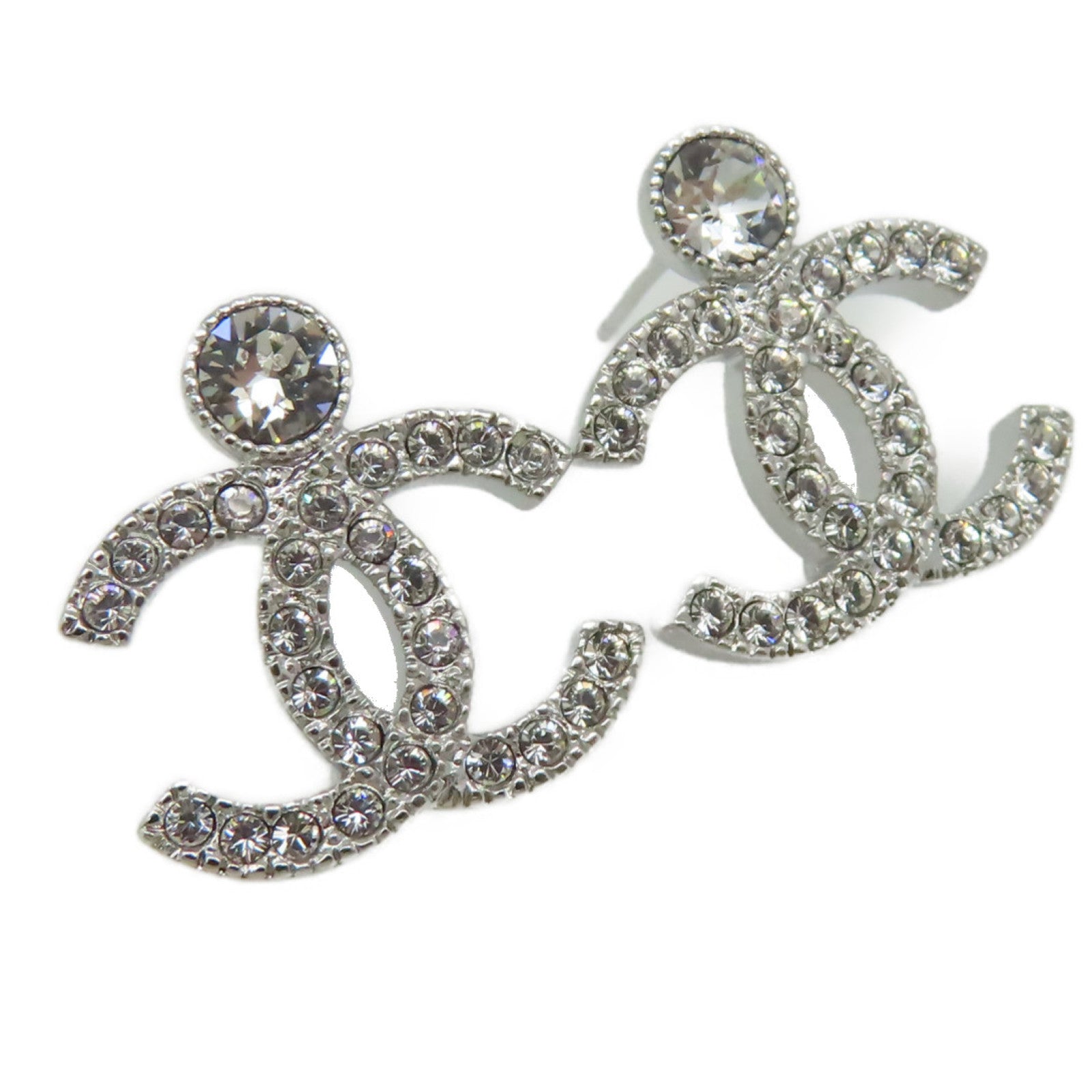 CHANEL 金屬CC Earrings耳環銀色