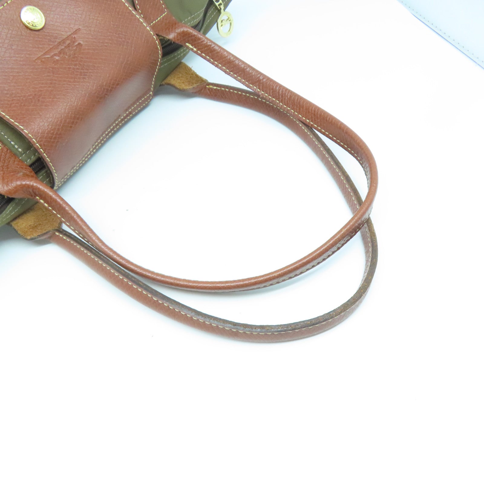 Longchamp 尼龍Shoulder Bag金扣肩背袋綠色/棕色