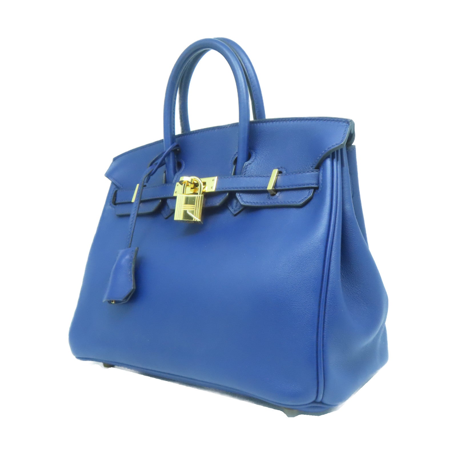 HERMES Swift皮革Birkin 25金扣手挽袋藍色