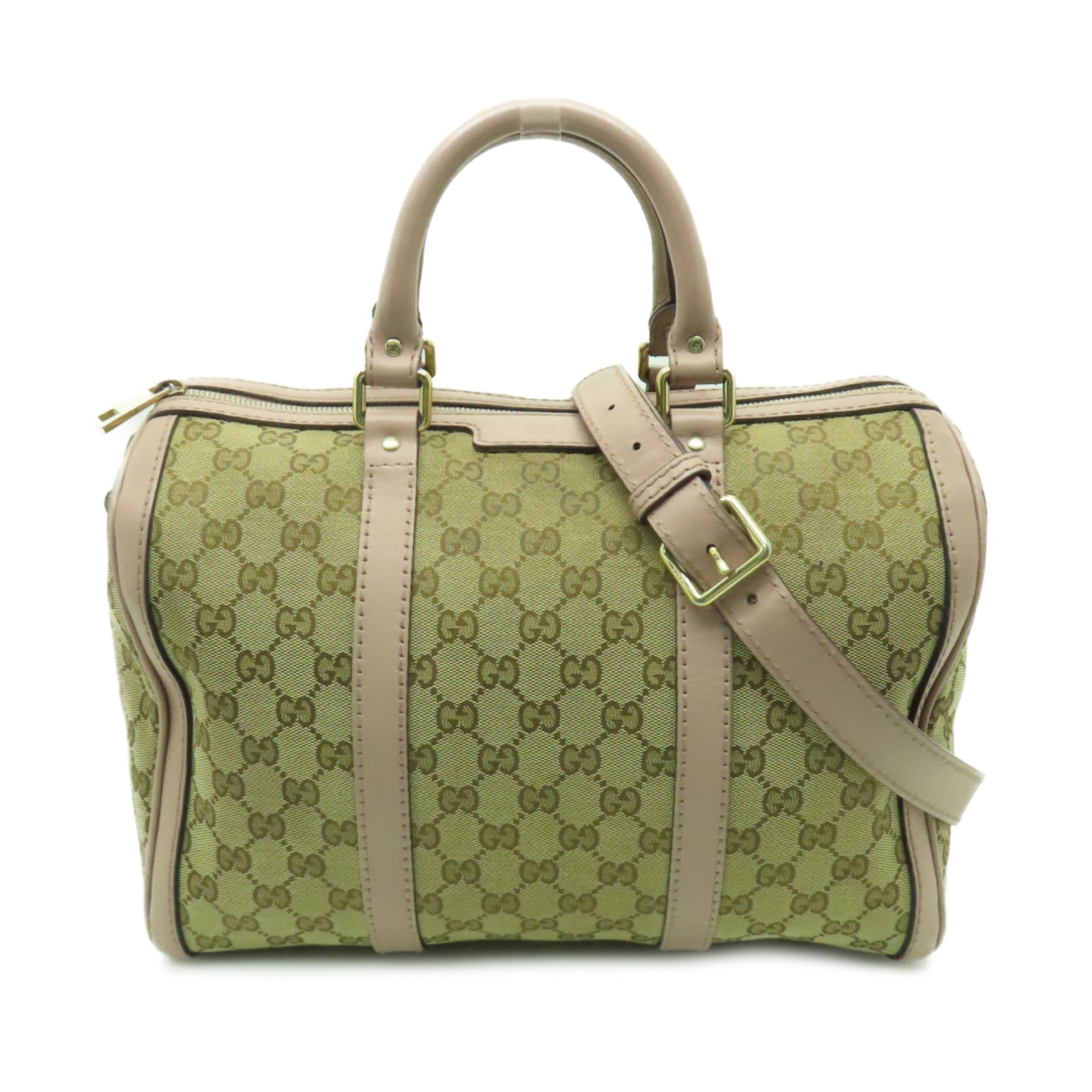 GUCCI 帆布2way Shoulder Bag金扣手挽肩背兩用袋米色/粉紅色
