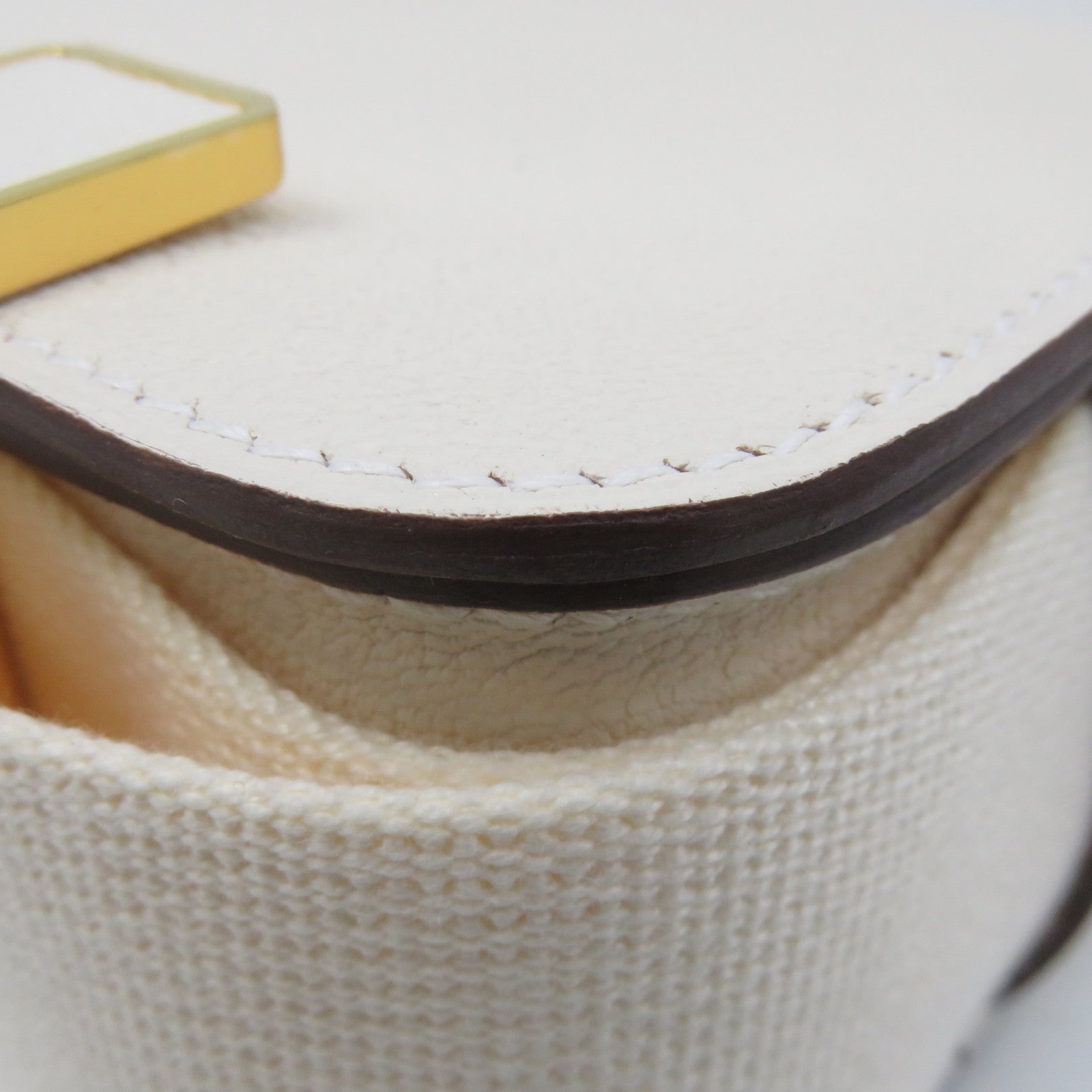HERMES 【激減優惠】Chevre皮革Geta Shoulder Bag金扣肩背袋Nata米白色
