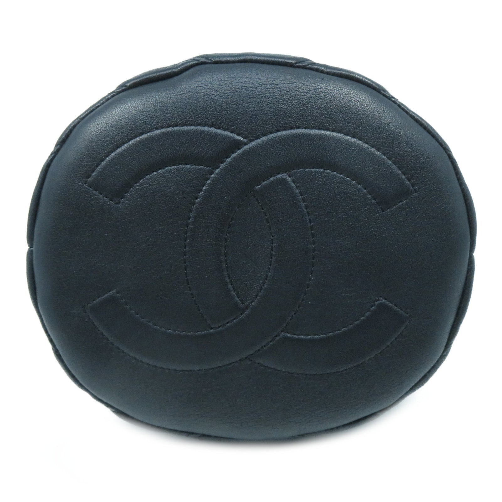 CHANEL 斜紋羊皮皮革Chain Shoulder Bag金扣鏈帶肩背袋黑色