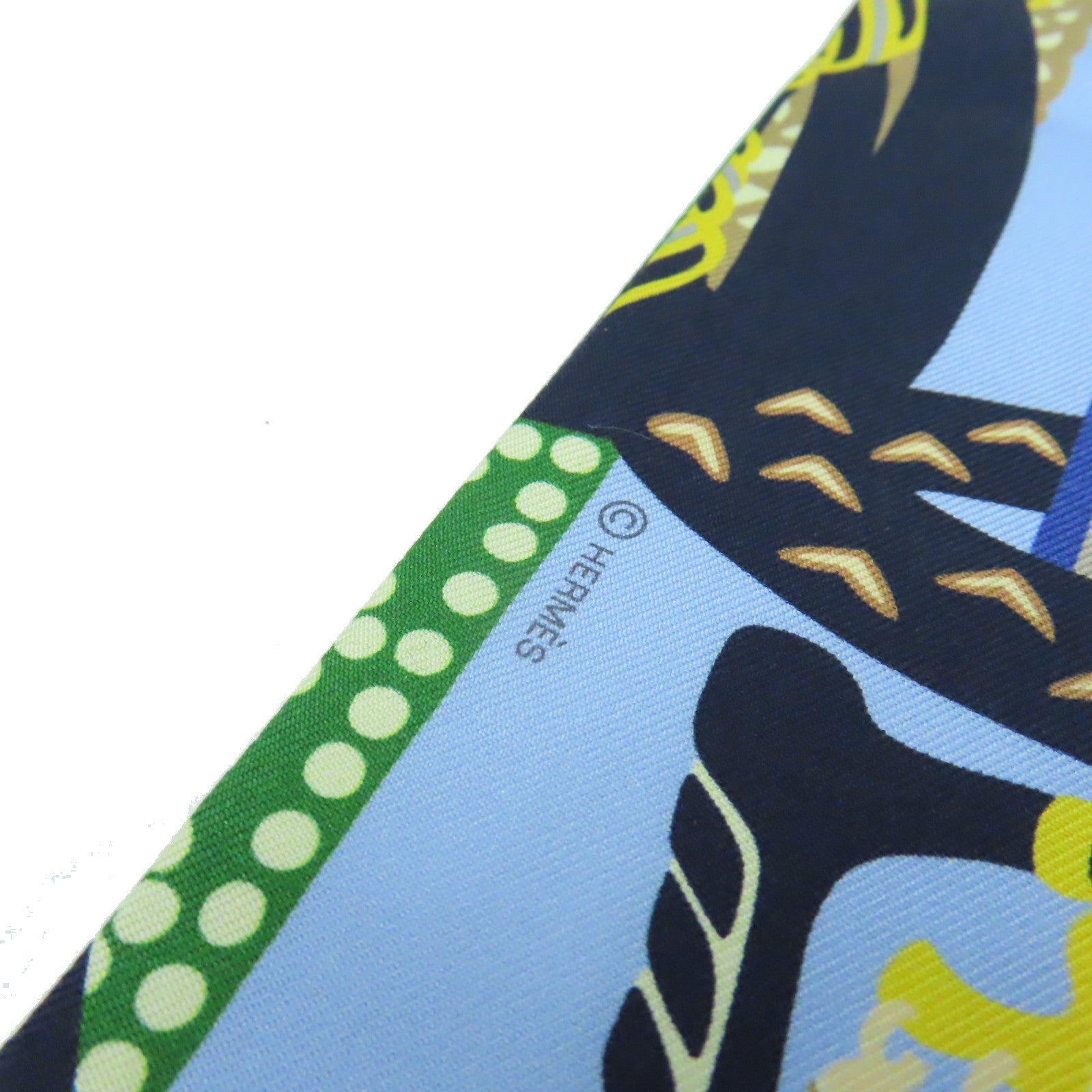 HERMES 絲質Twilly Scarf絲巾藍色/綠色/彩色