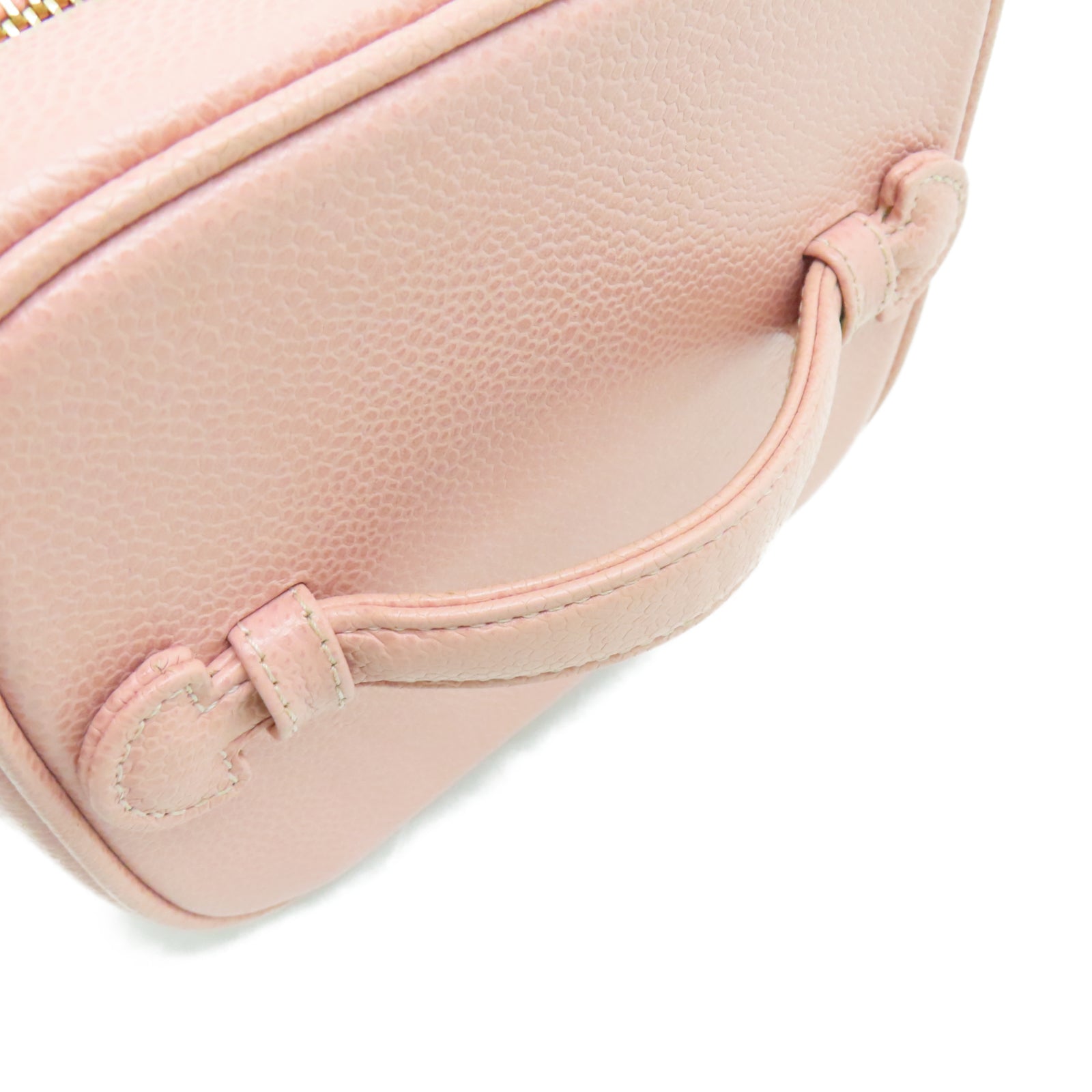 CHANEL Caviar皮革Cosmetic Bag金扣手挽袋粉紅色