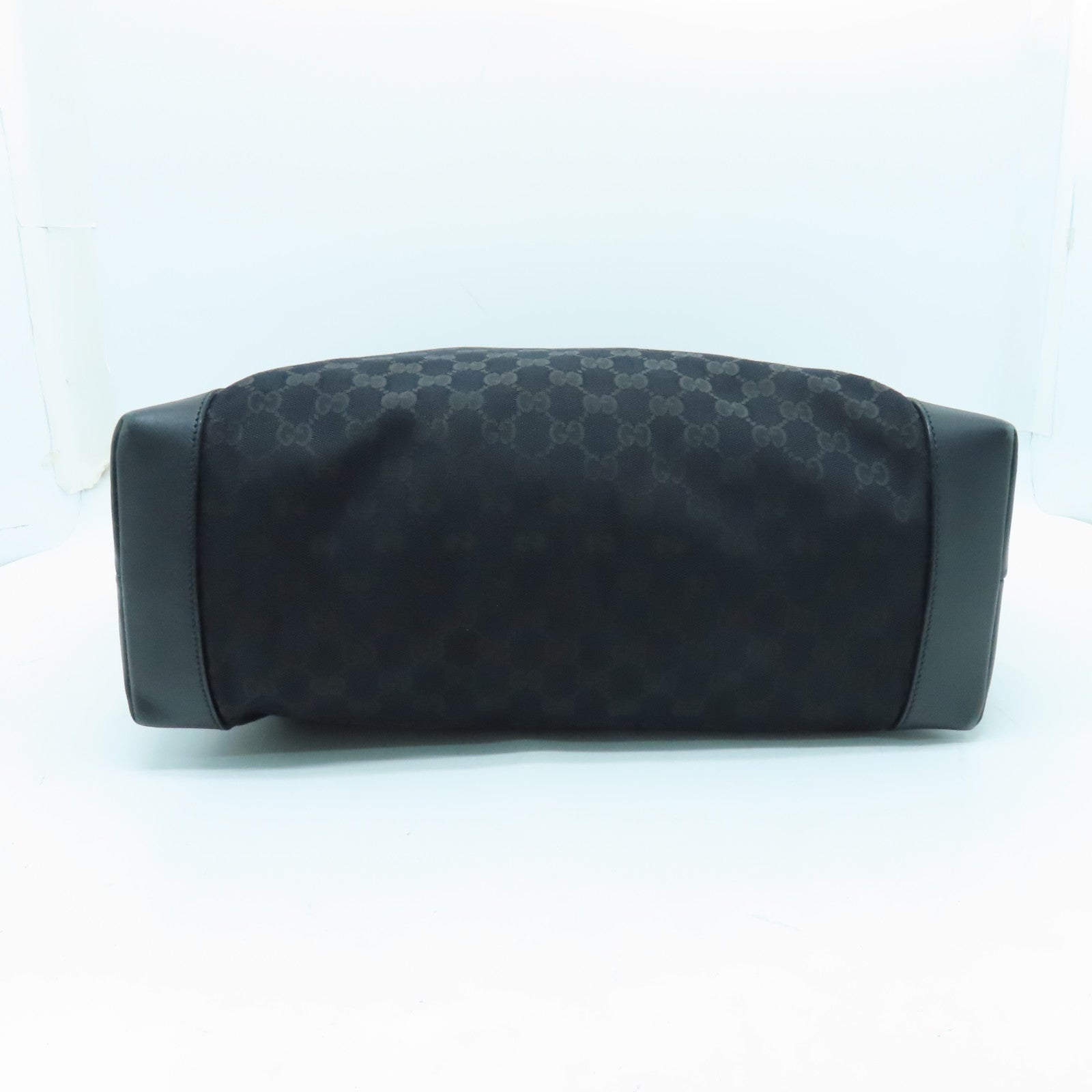 GUCCI 帆布Tote Bag銀扣手挽袋/肩背袋黑色