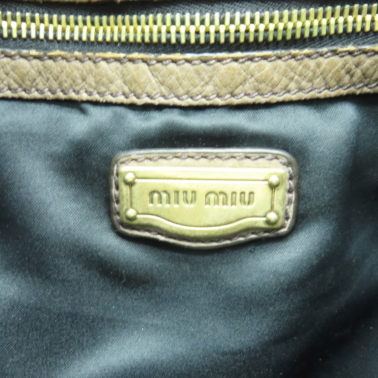 Miu Miu 牛皮皮革2 Way Shoulder Bag金扣手挽肩背兩用袋啡色
