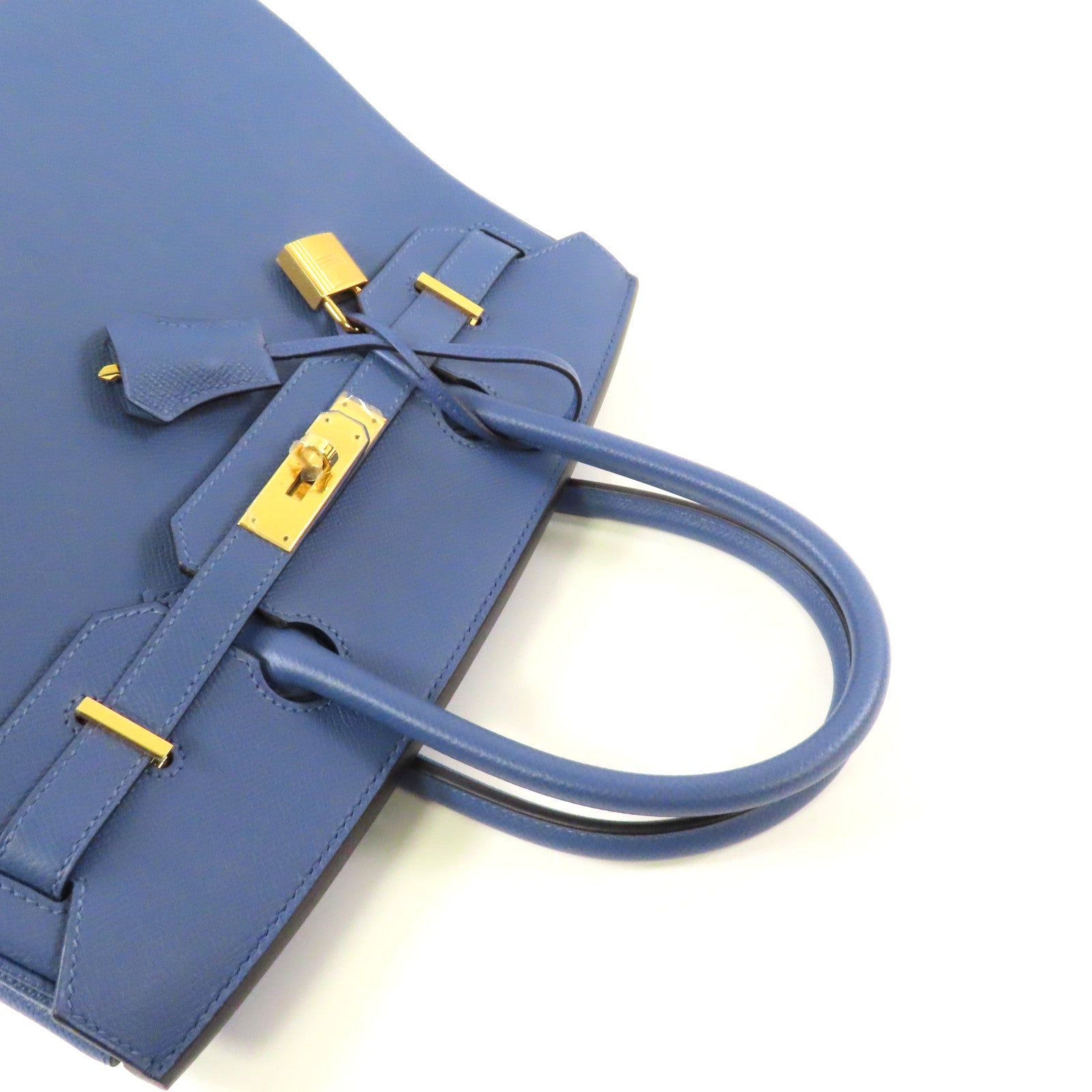 HERMES Epsom皮革Birkin 30金扣手挽袋藍色