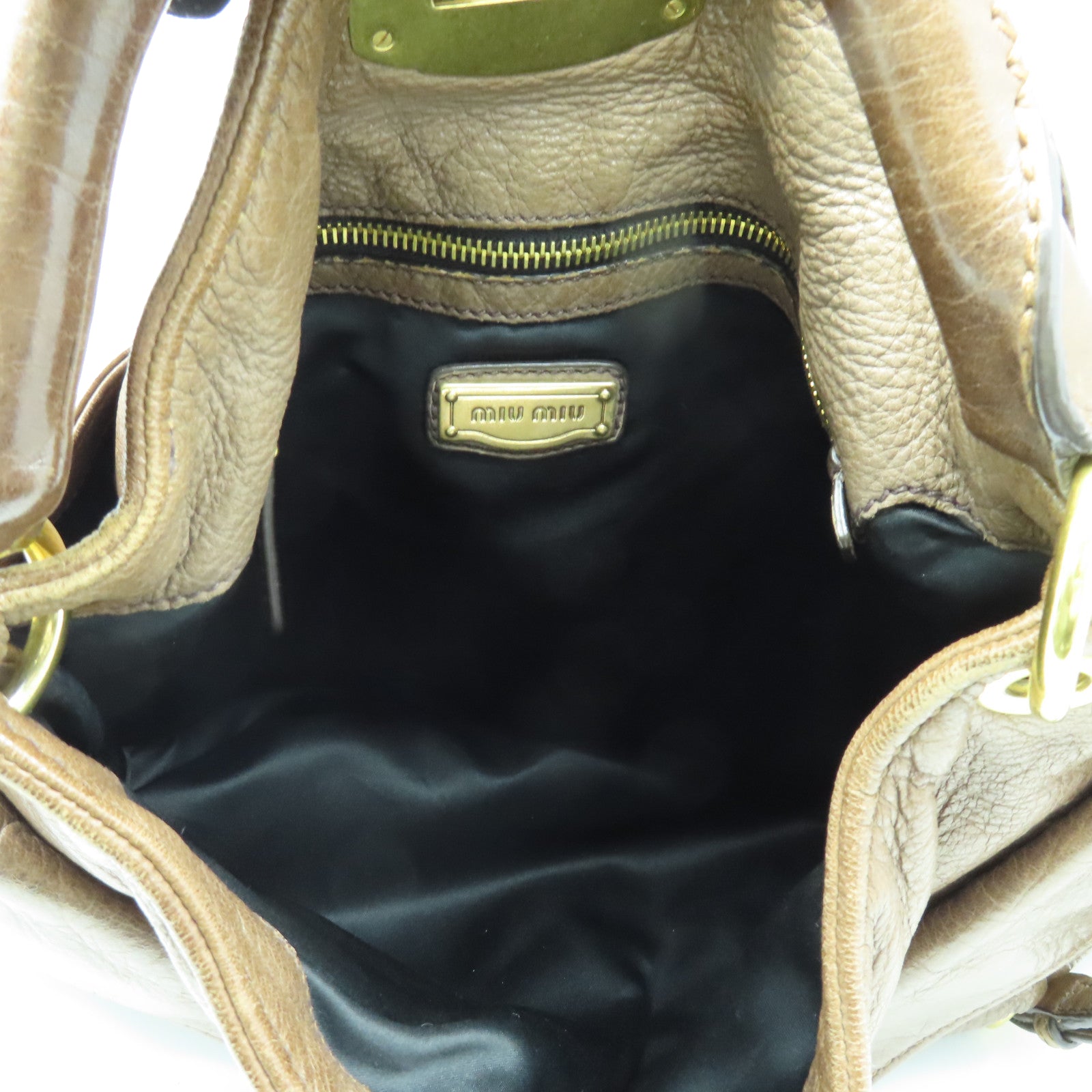 Miu Miu 牛皮皮革2 Way Shoulder Bag金扣手挽肩背兩用袋啡色