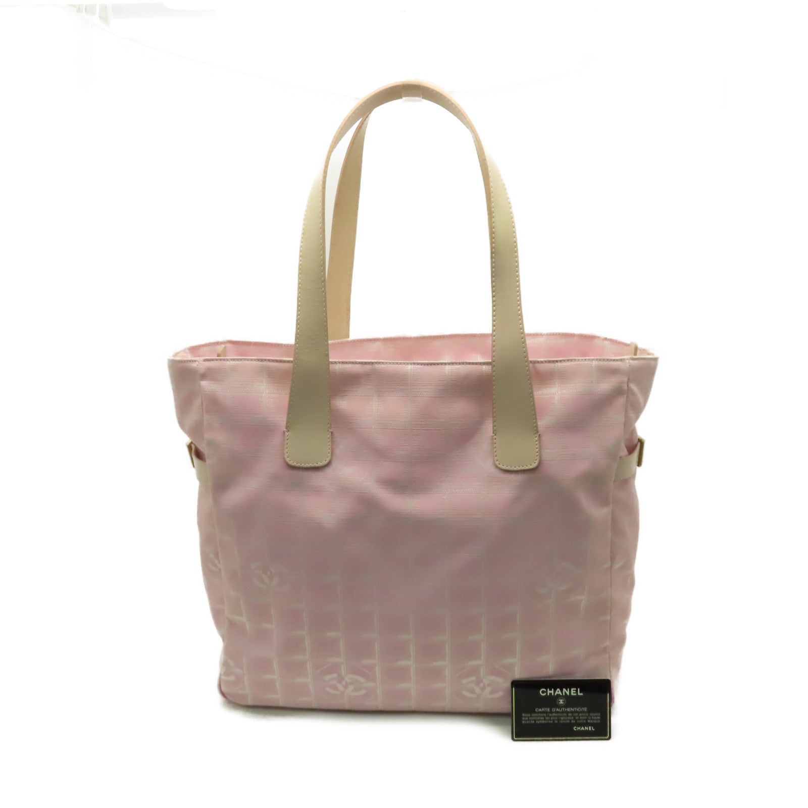 CHANEL 帆布Travel Line Tote Bag金扣肩背袋粉紅色