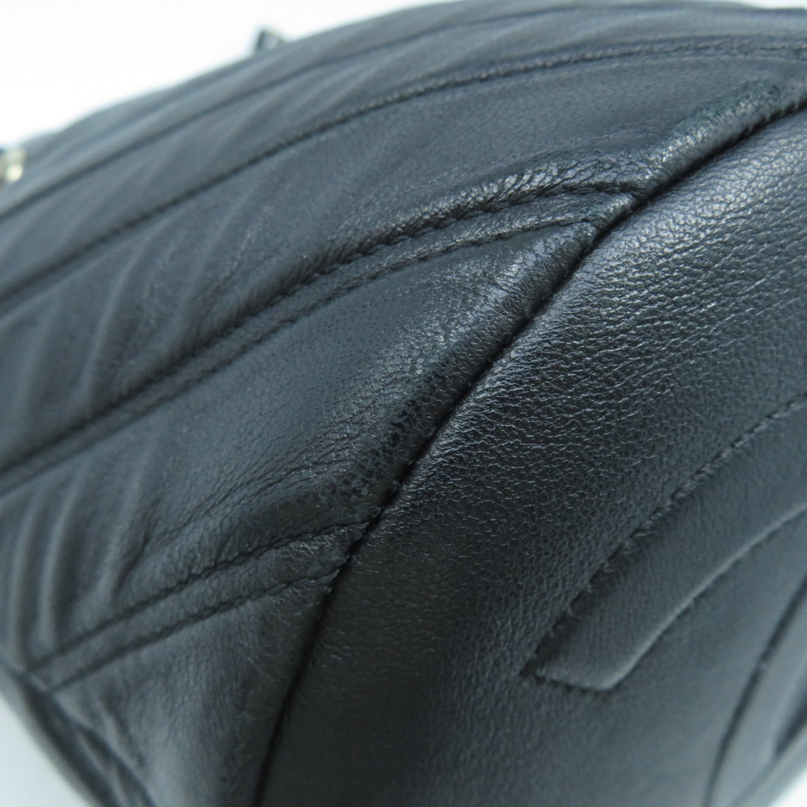 CHANEL 斜紋羊皮皮革Chain Shoulder Bag金扣鏈帶肩背袋黑色
