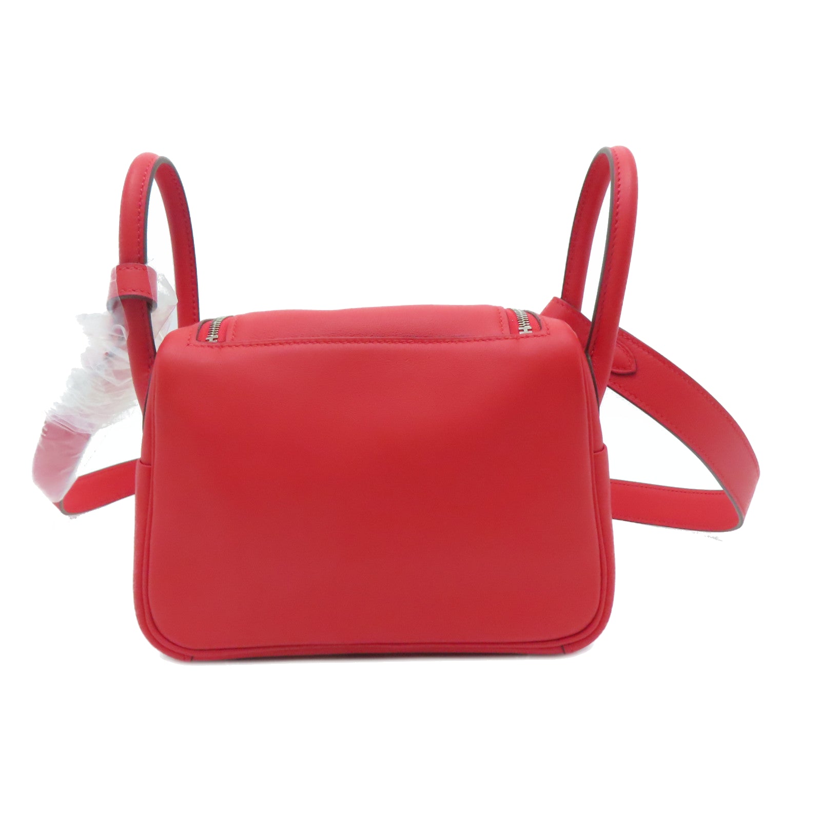 HERMES 【激减优惠】Swift皮革Mini Lindy银扣肩背袋Rose De Coeur红色