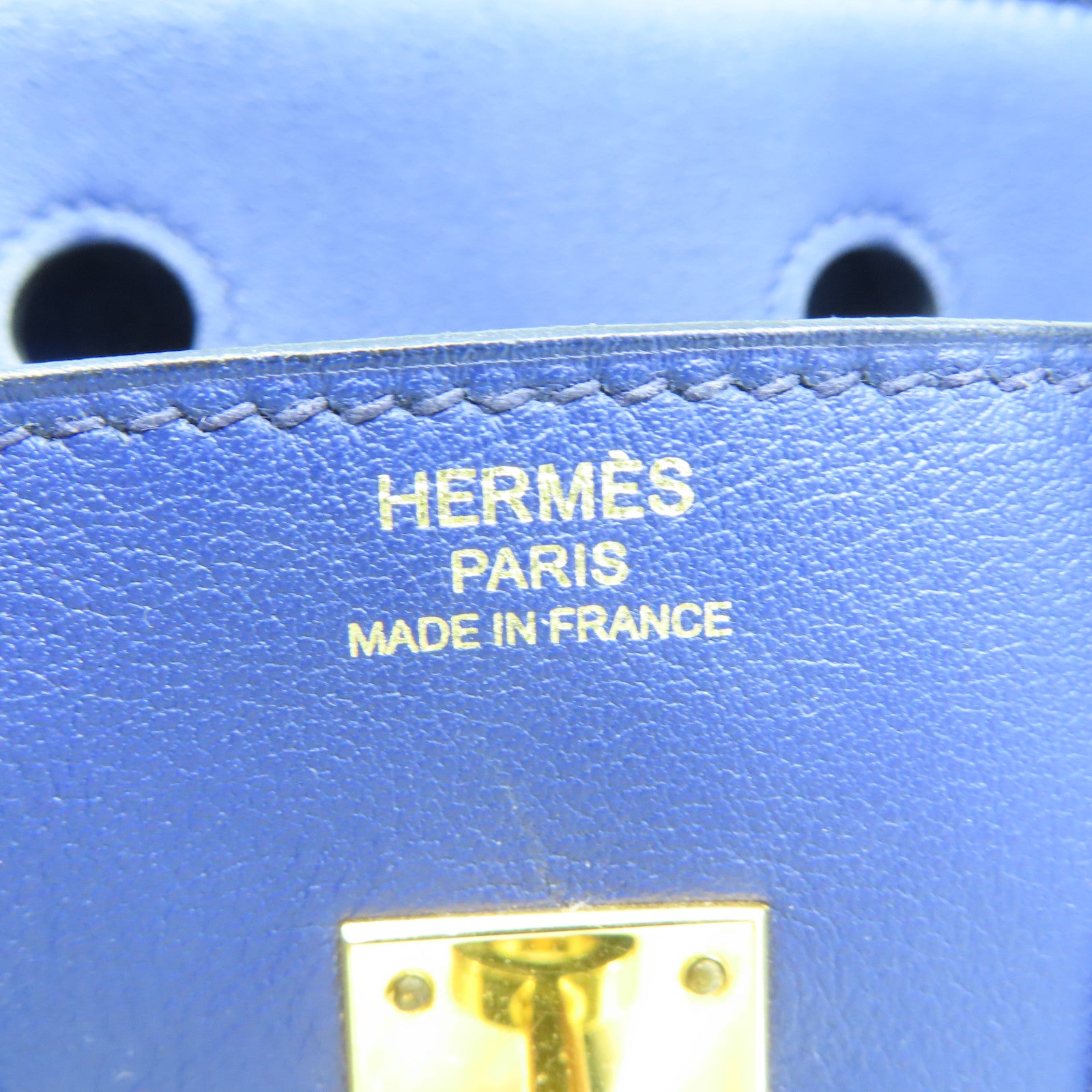 HERMES Swift皮革Birkin 25金扣手挽袋藍色