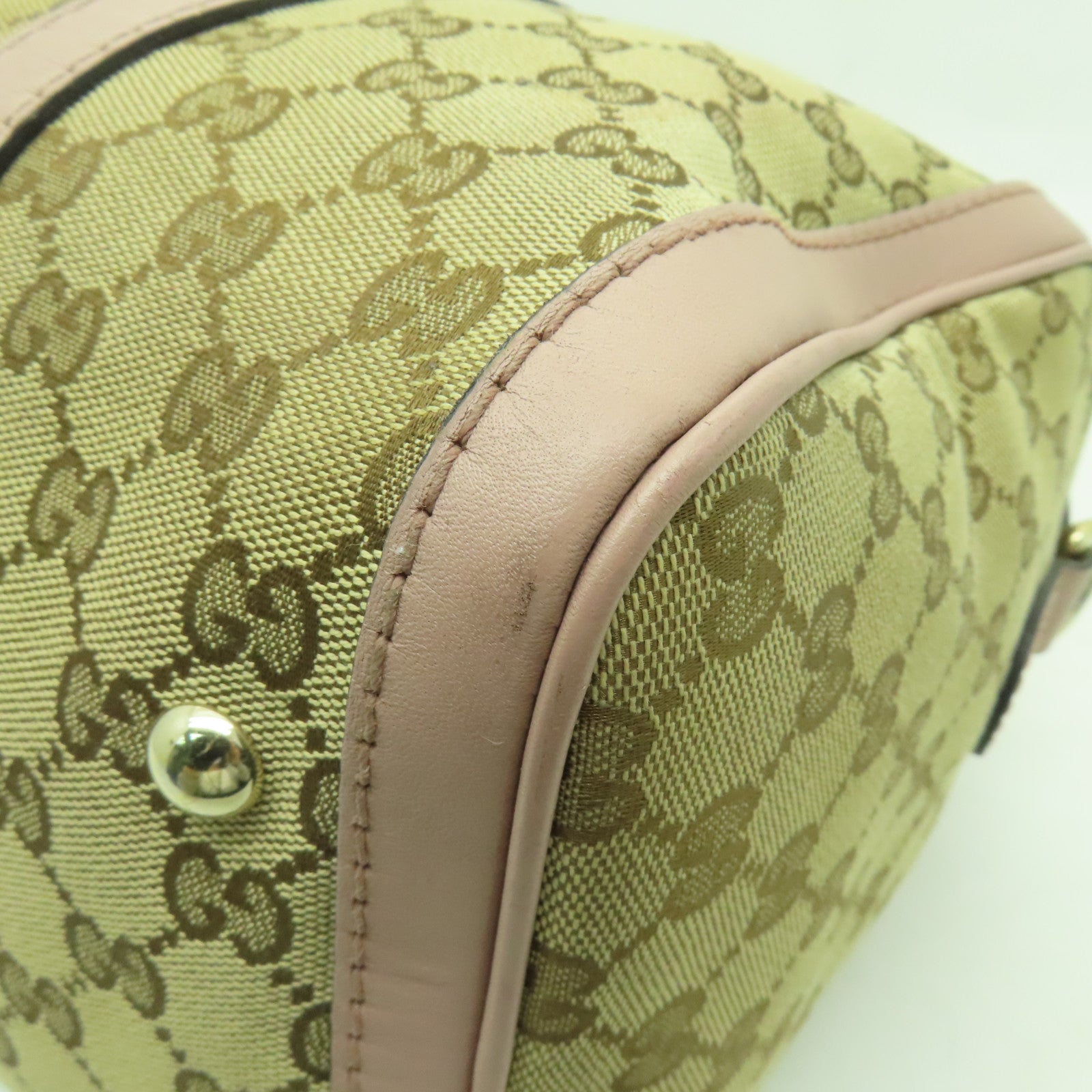 GUCCI 帆布2way Shoulder Bag金扣手挽肩背兩用袋米色/粉紅色