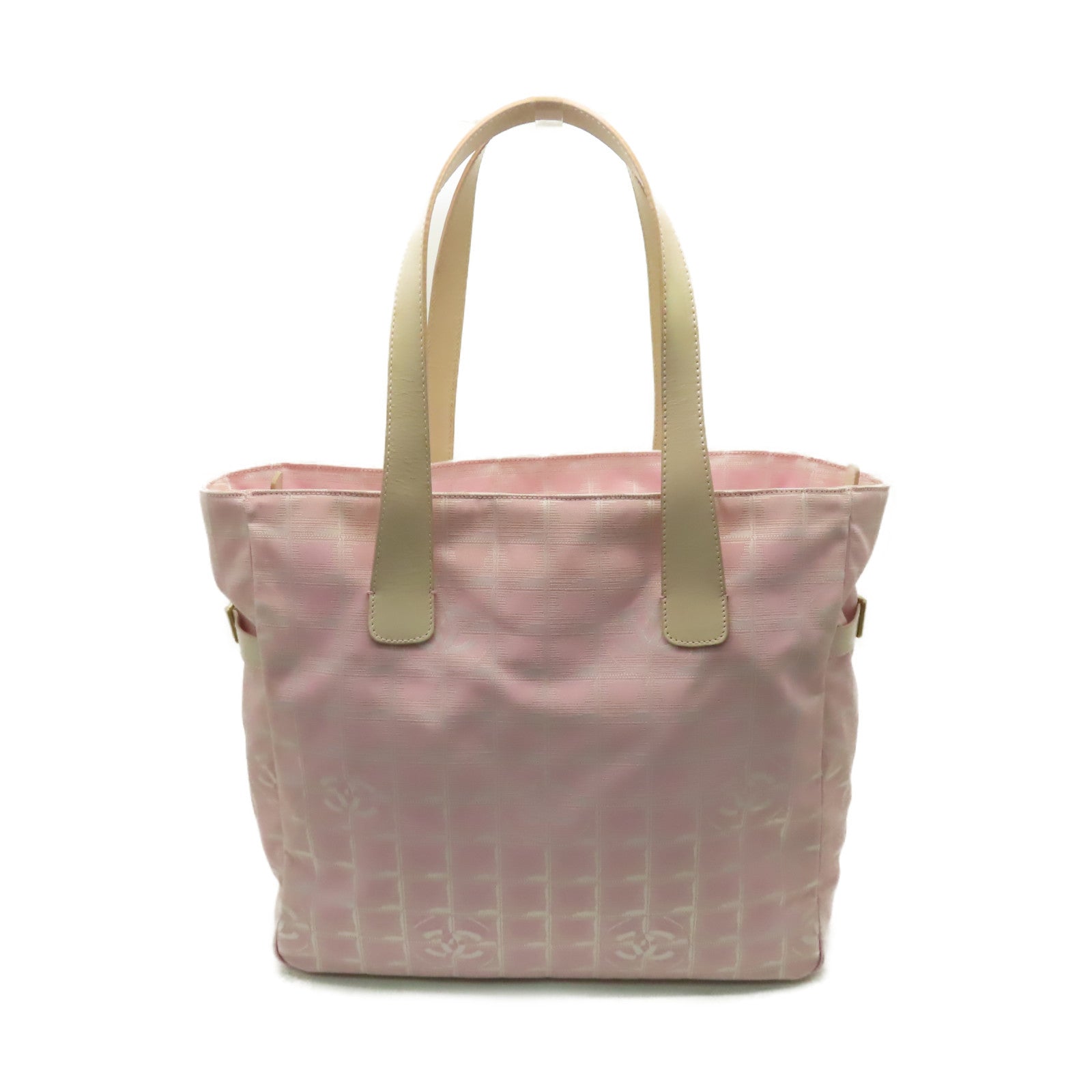 CHANEL 帆布Travel Line Tote Bag金扣肩背袋粉紅色