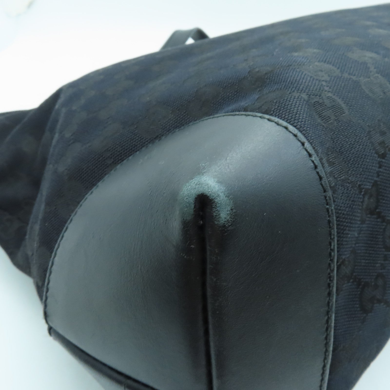 GUCCI 帆布Tote Bag銀扣手挽袋/肩背袋黑色