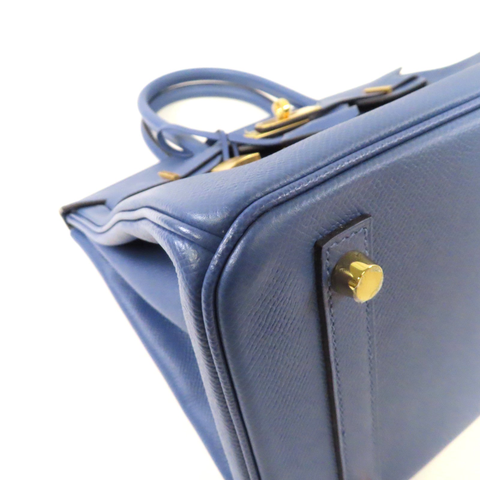 HERMES Epsom皮革Birkin 30金扣手挽袋藍色