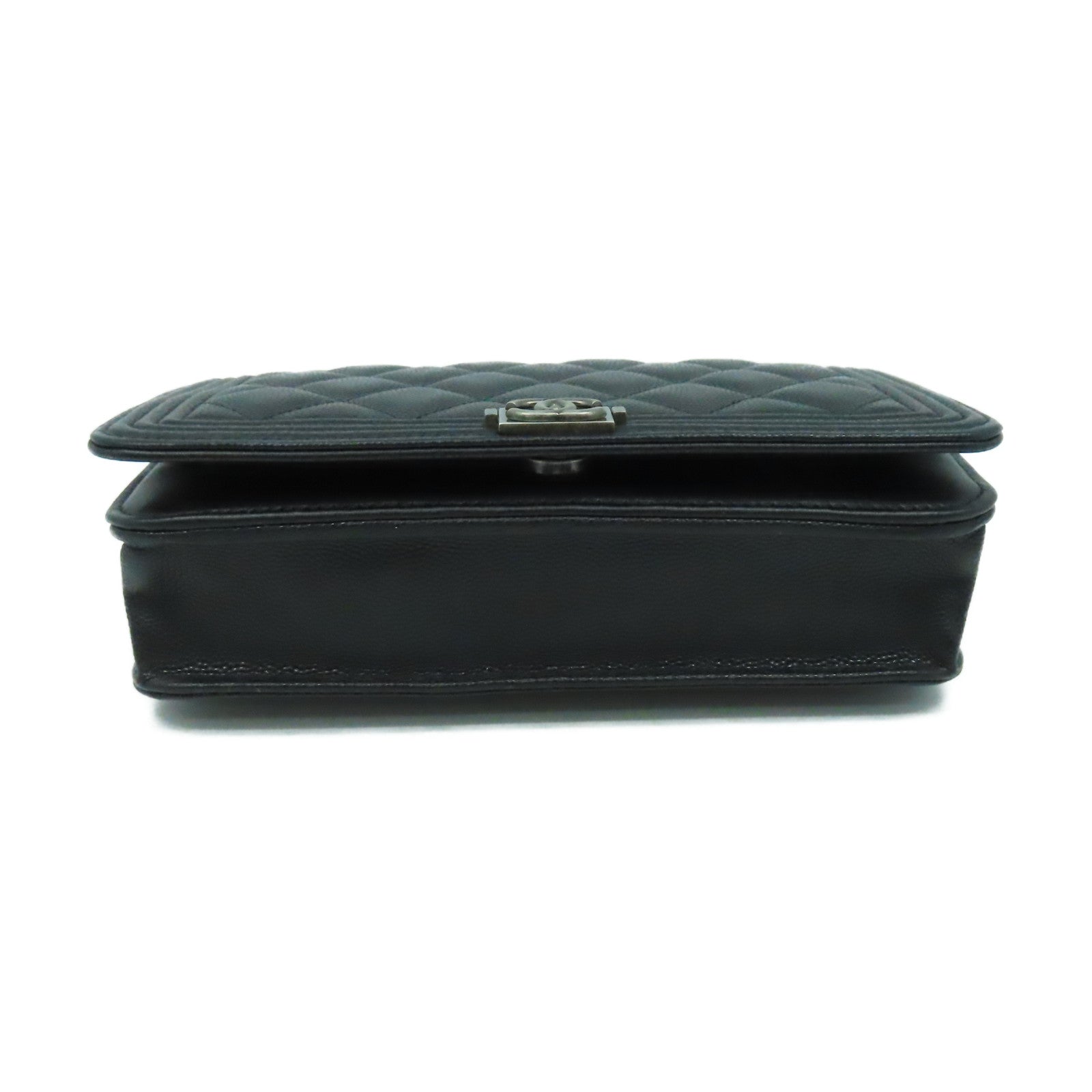 CHANEL 菱格Caviar皮革WOC Wallet On Chain Shoulder Bag銀扣鏈帶肩帶袋黑色