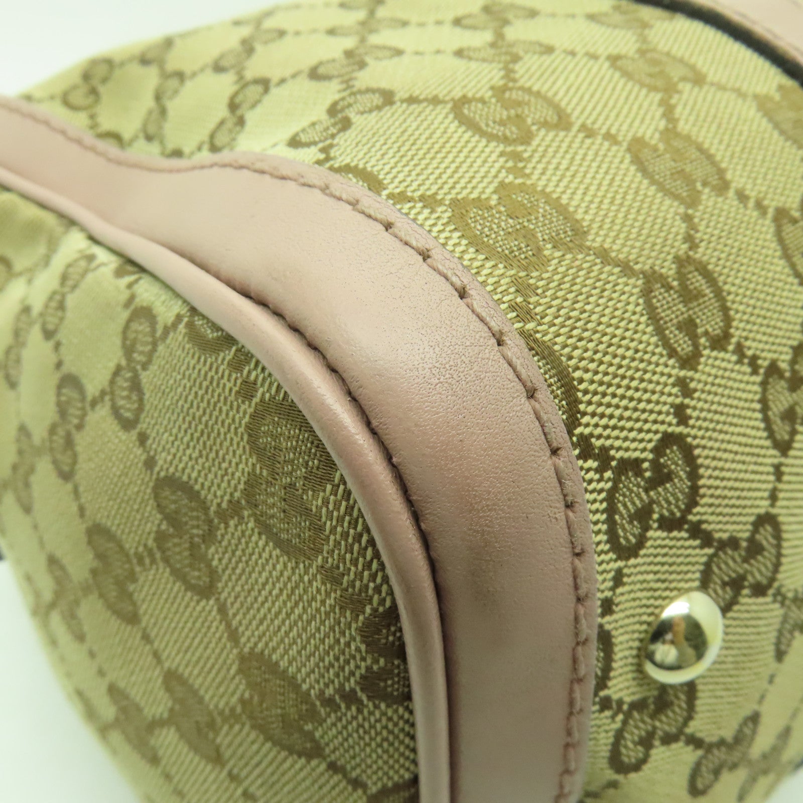 GUCCI 帆布2way Shoulder Bag金扣手挽肩背兩用袋米色/粉紅色