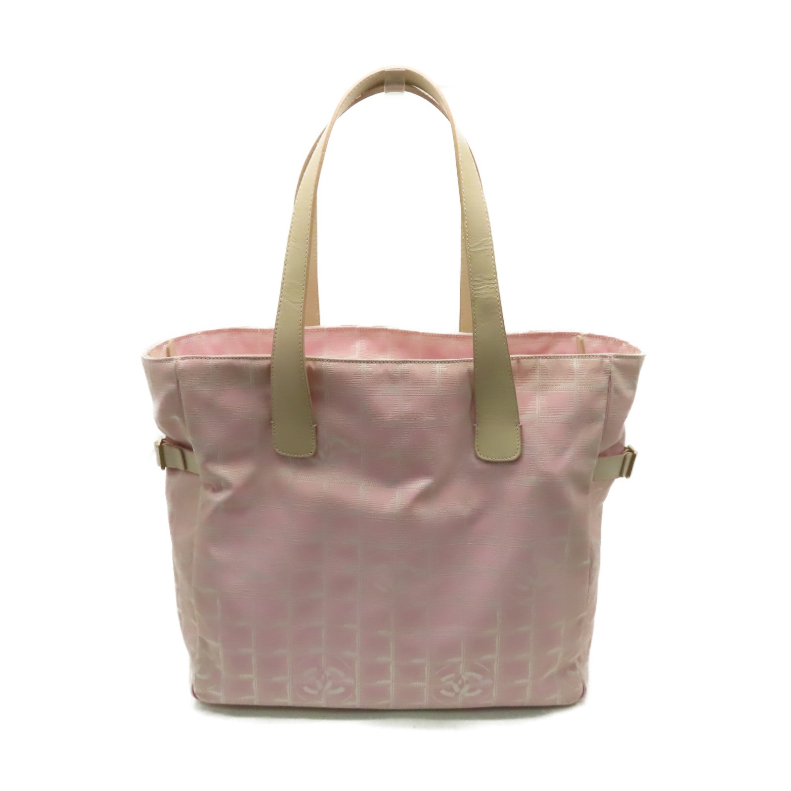 CHANEL 帆布Travel Line Tote Bag金扣肩背袋粉紅色