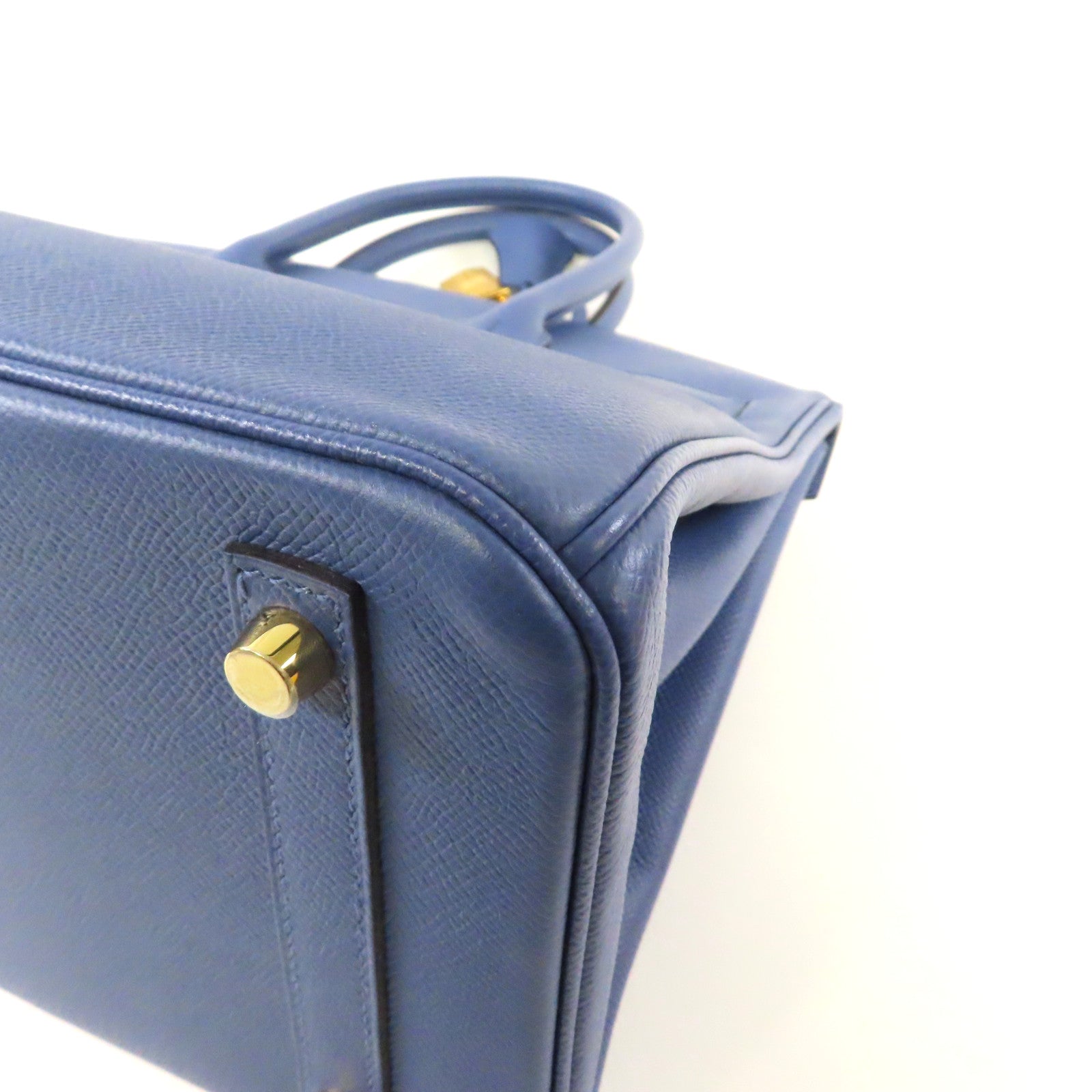 HERMES Epsom皮革Birkin 30金扣手挽袋藍色