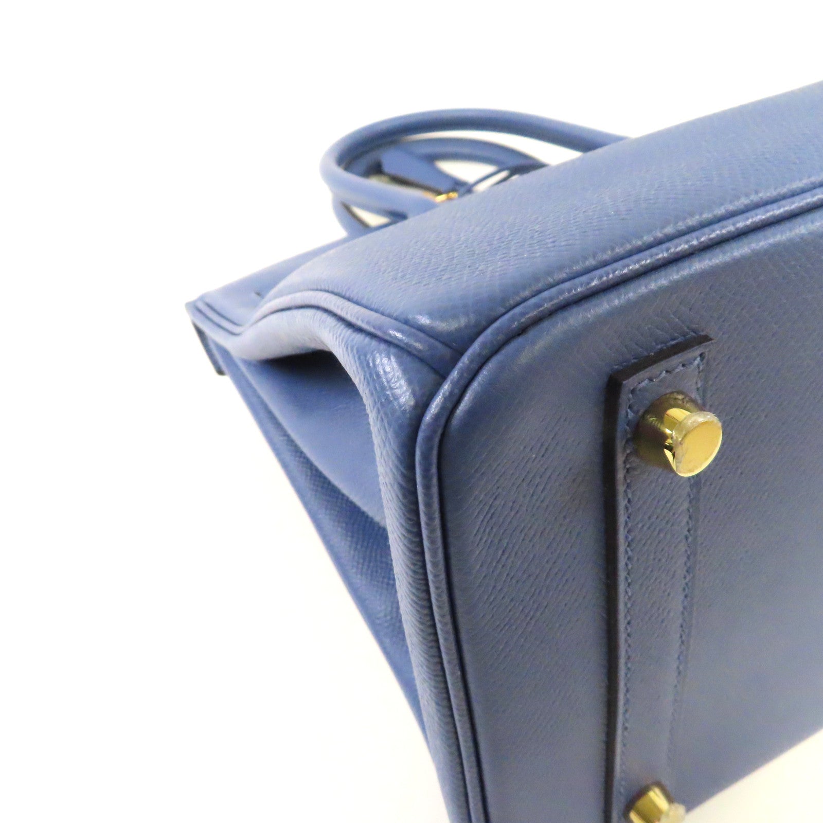 HERMES Epsom皮革Birkin 30金扣手挽袋藍色