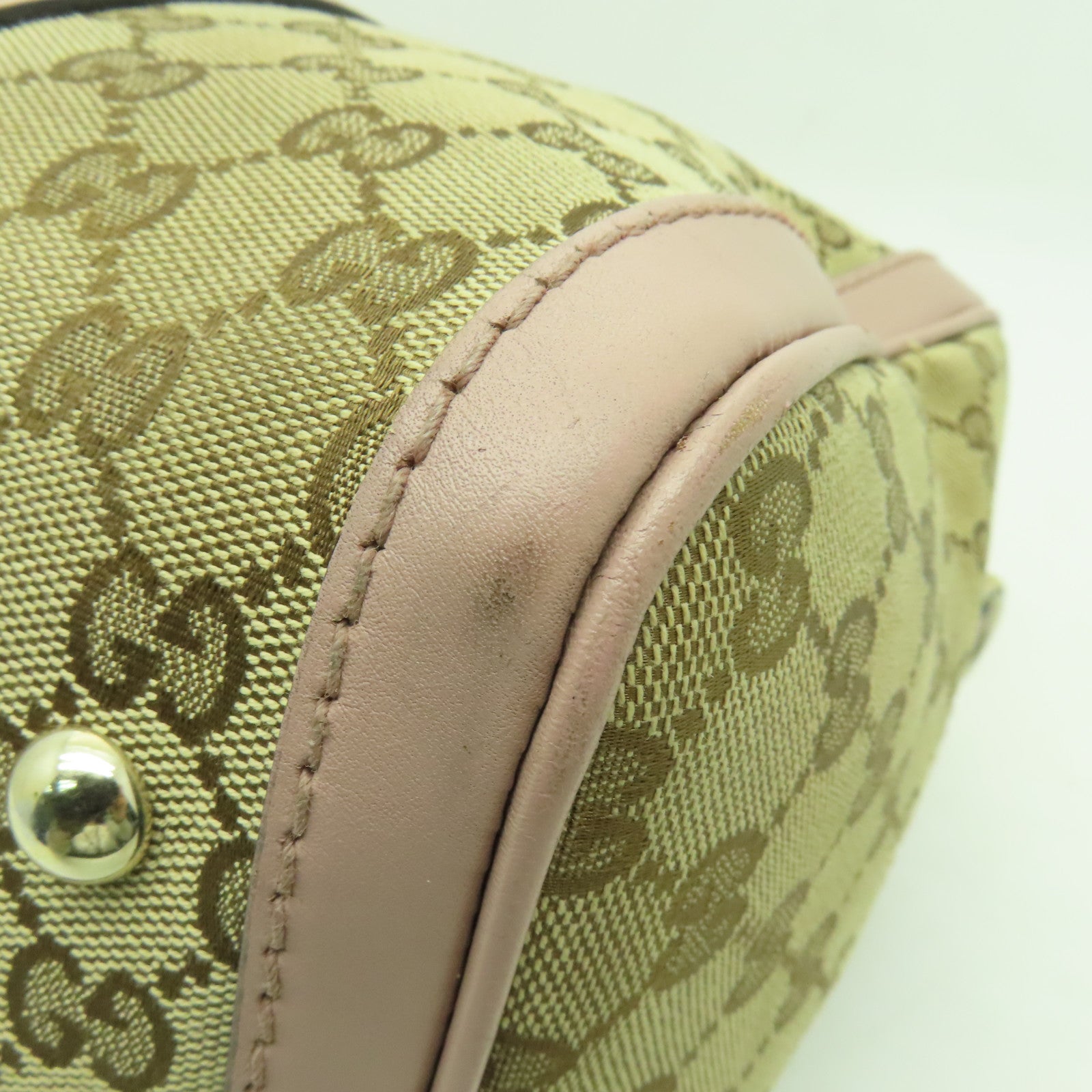 GUCCI 帆布2way Shoulder Bag金扣手挽肩背兩用袋米色/粉紅色