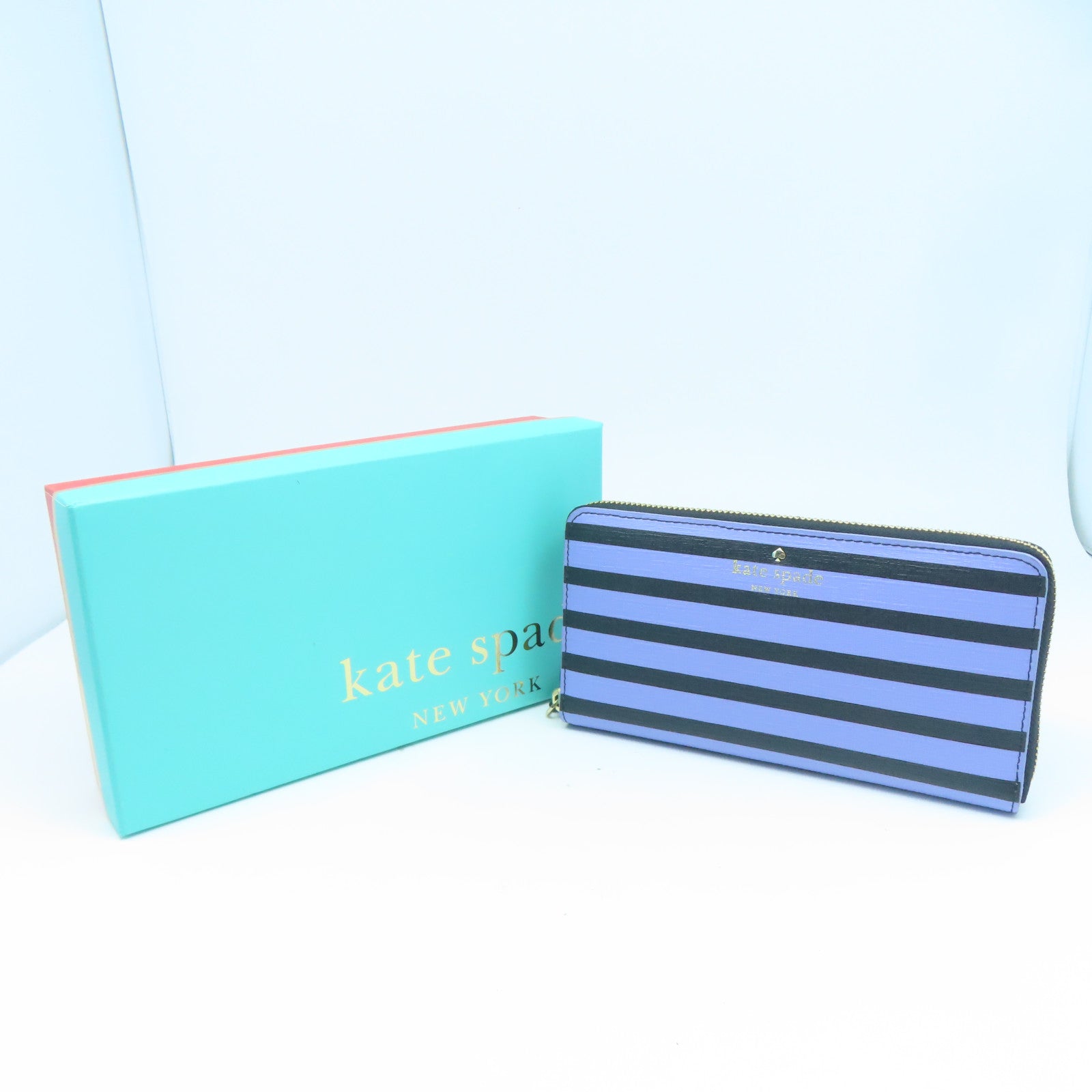 Kate Spade 【激減優惠】牛皮皮革Long Wallet金扣長錢包黑色/藍色