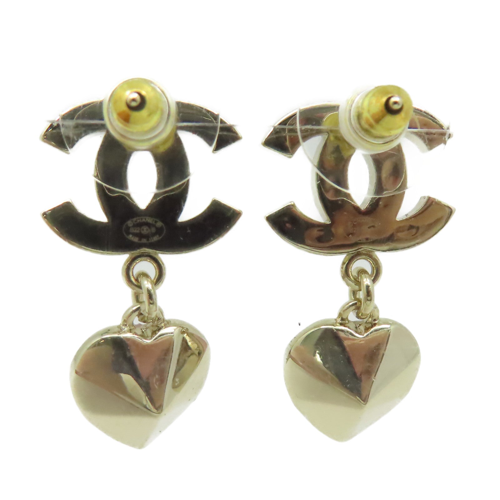CHANEL 金屬/仿珍珠CC Earrings耳環粉紅色/金色