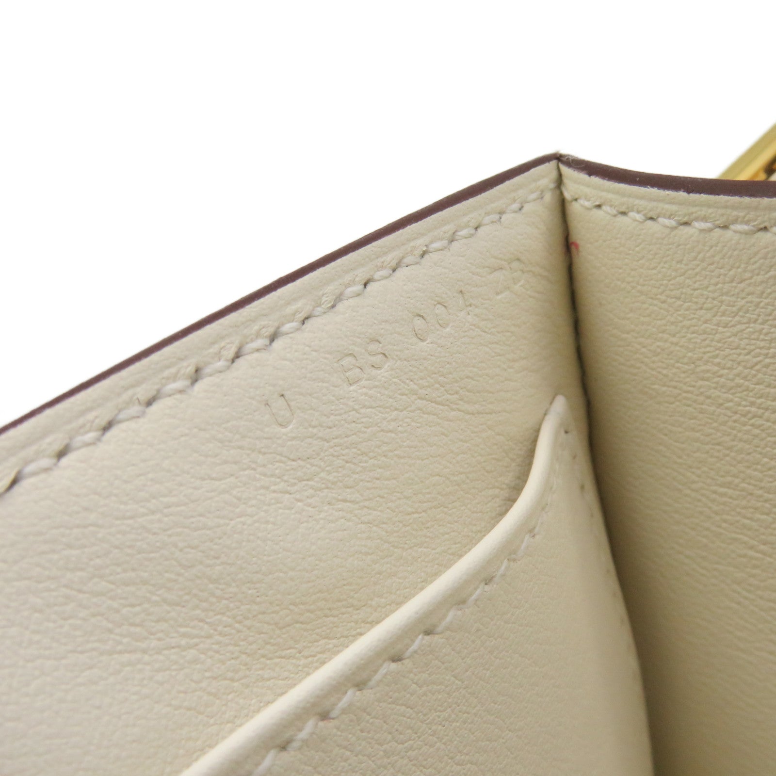 HERMES 【激減優惠】Chevre皮革Geta Shoulder Bag金扣肩背袋Nata米白色