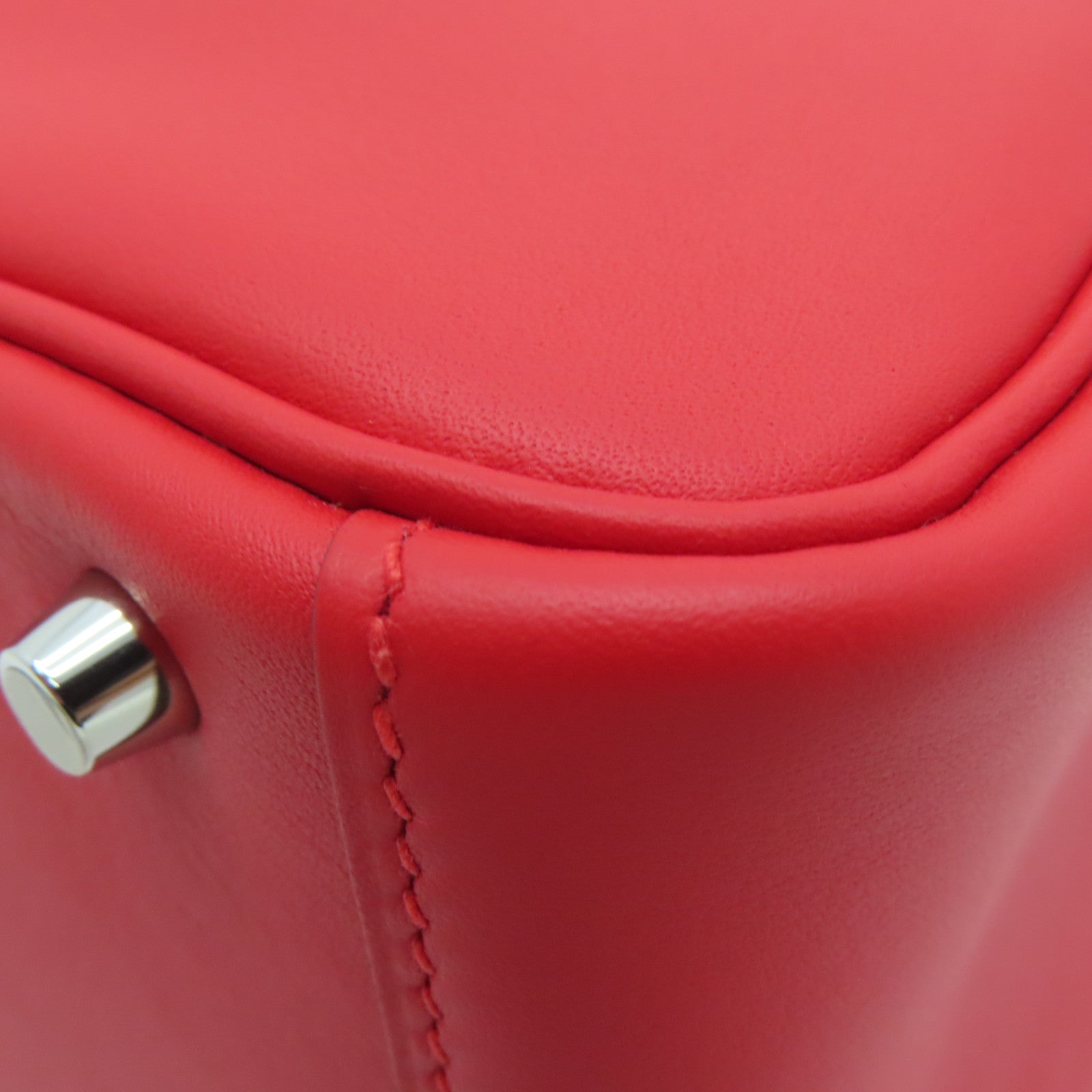 HERMES 【激减优惠】Swift皮革Mini Lindy银扣肩背袋Rose De Coeur红色
