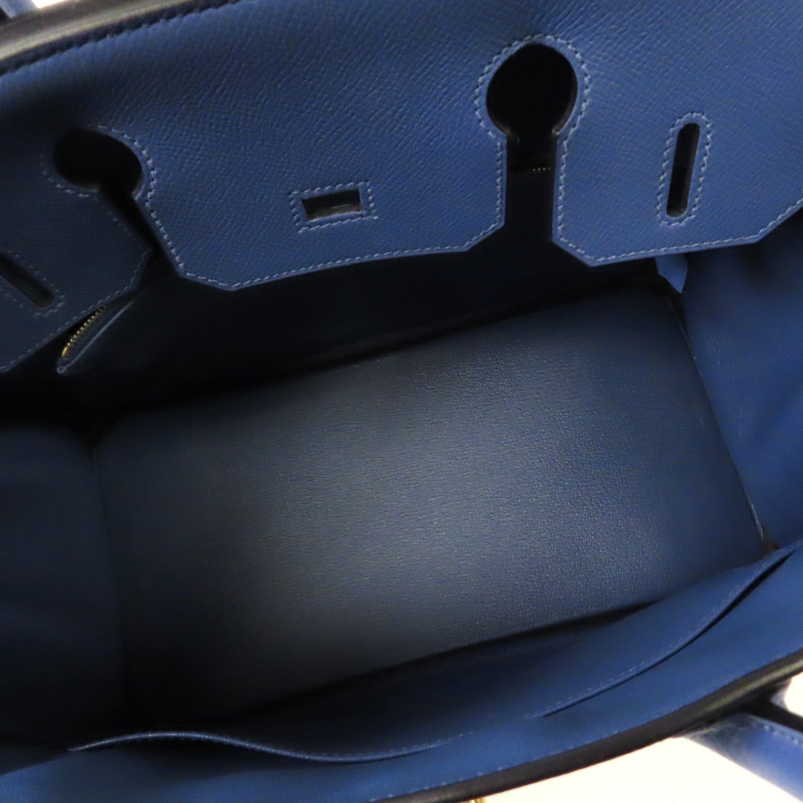 HERMES Epsom皮革Birkin 30金扣手挽袋藍色