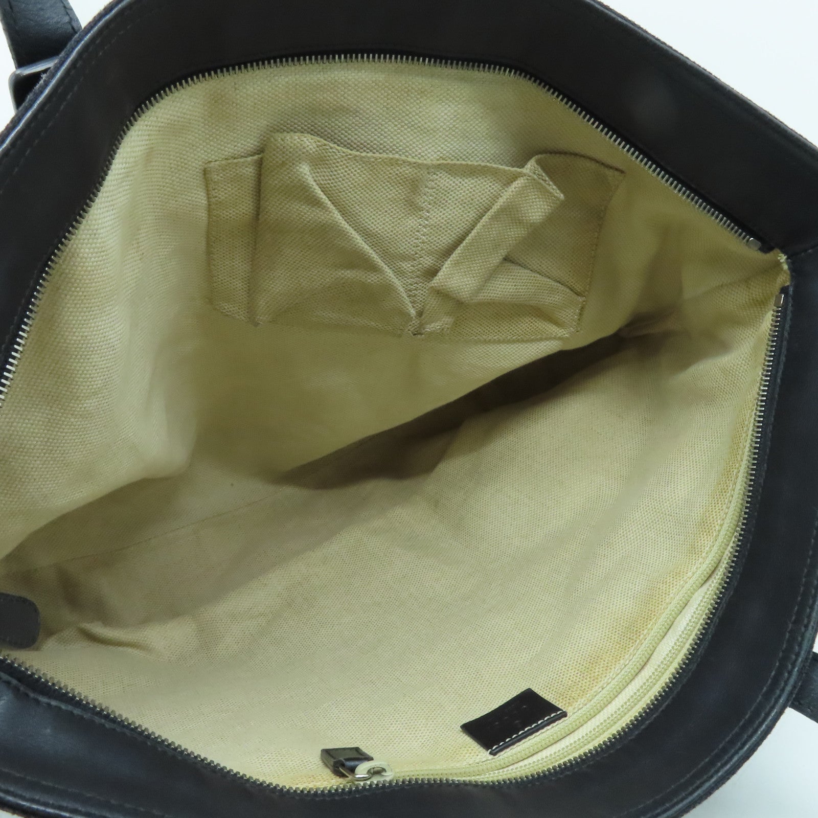 GUCCI 帆布Tote Bag銀扣手挽袋/肩背袋黑色