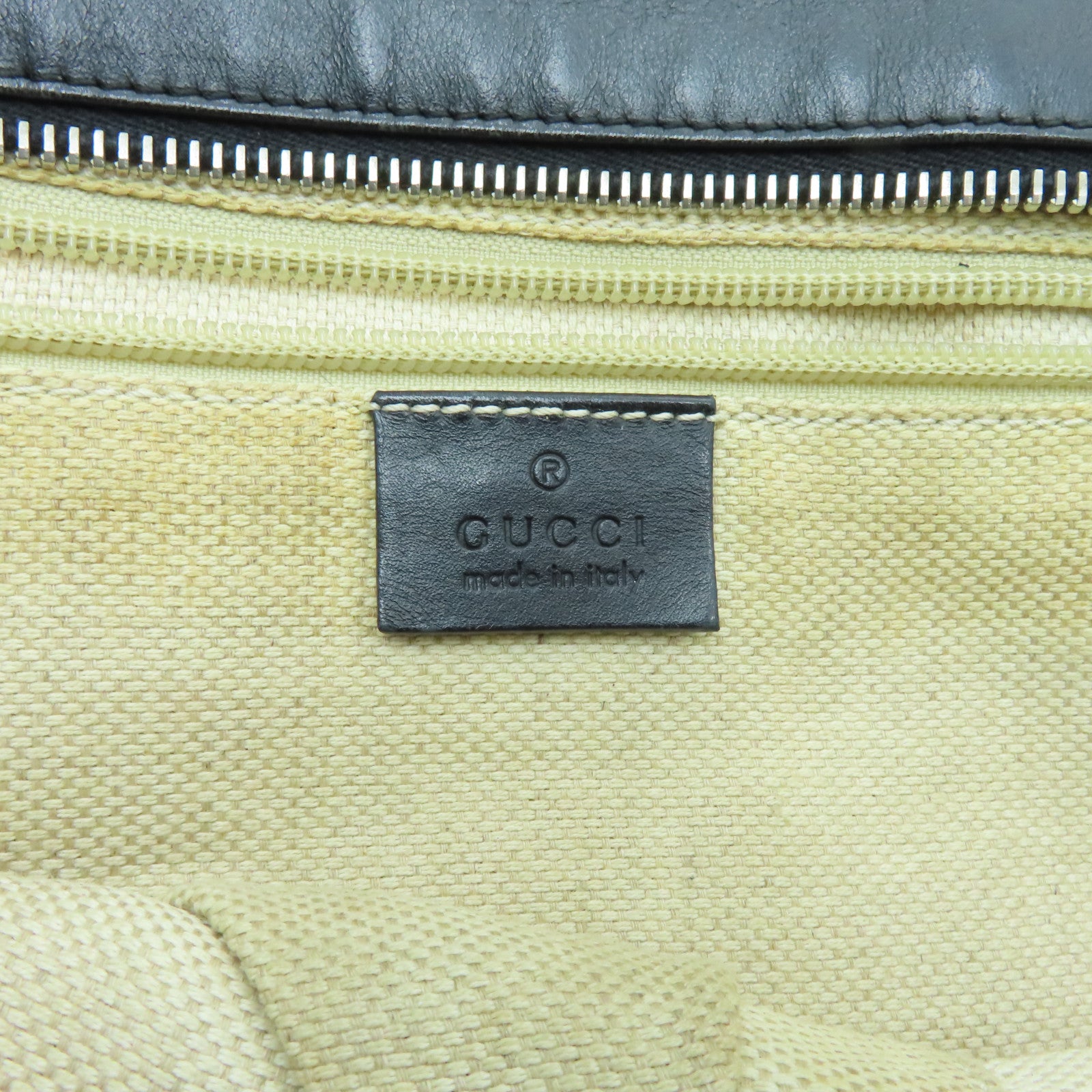 GUCCI 帆布Tote Bag銀扣手挽袋/肩背袋黑色