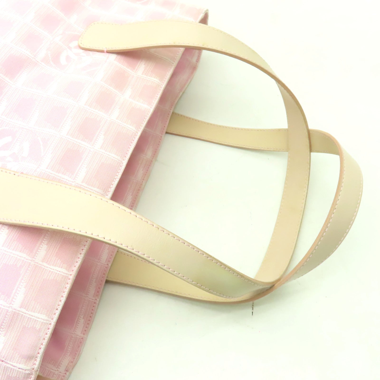 CHANEL 帆布Travel Line Tote Bag金扣肩背袋粉紅色