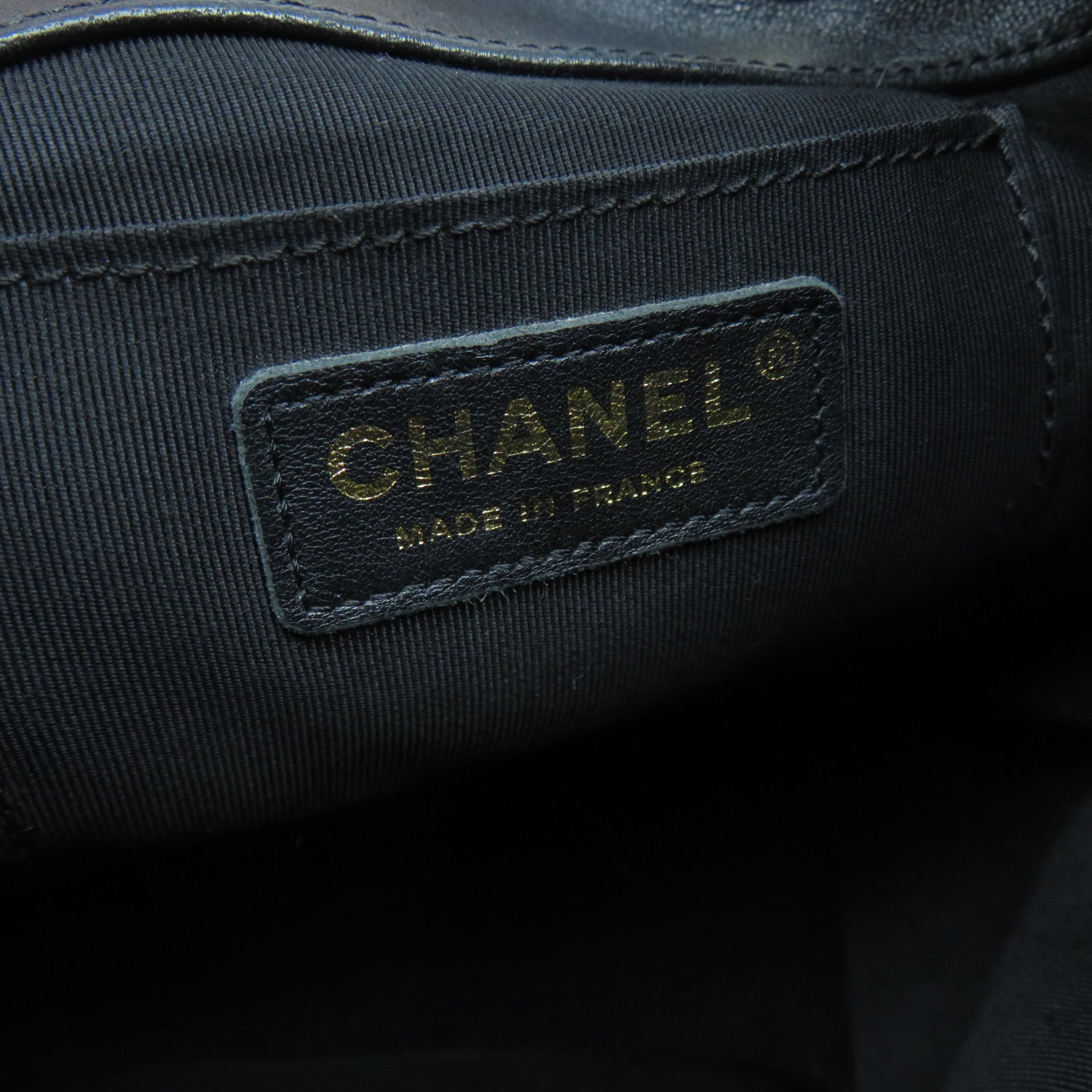 CHANEL 斜紋羊皮皮革Chain Shoulder Bag金扣鏈帶肩背袋黑色