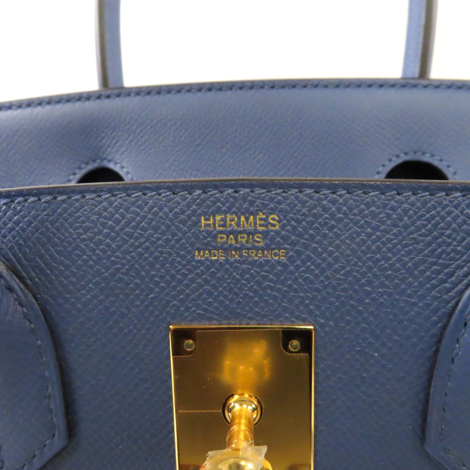 HERMES Epsom皮革Birkin 30金扣手挽袋藍色