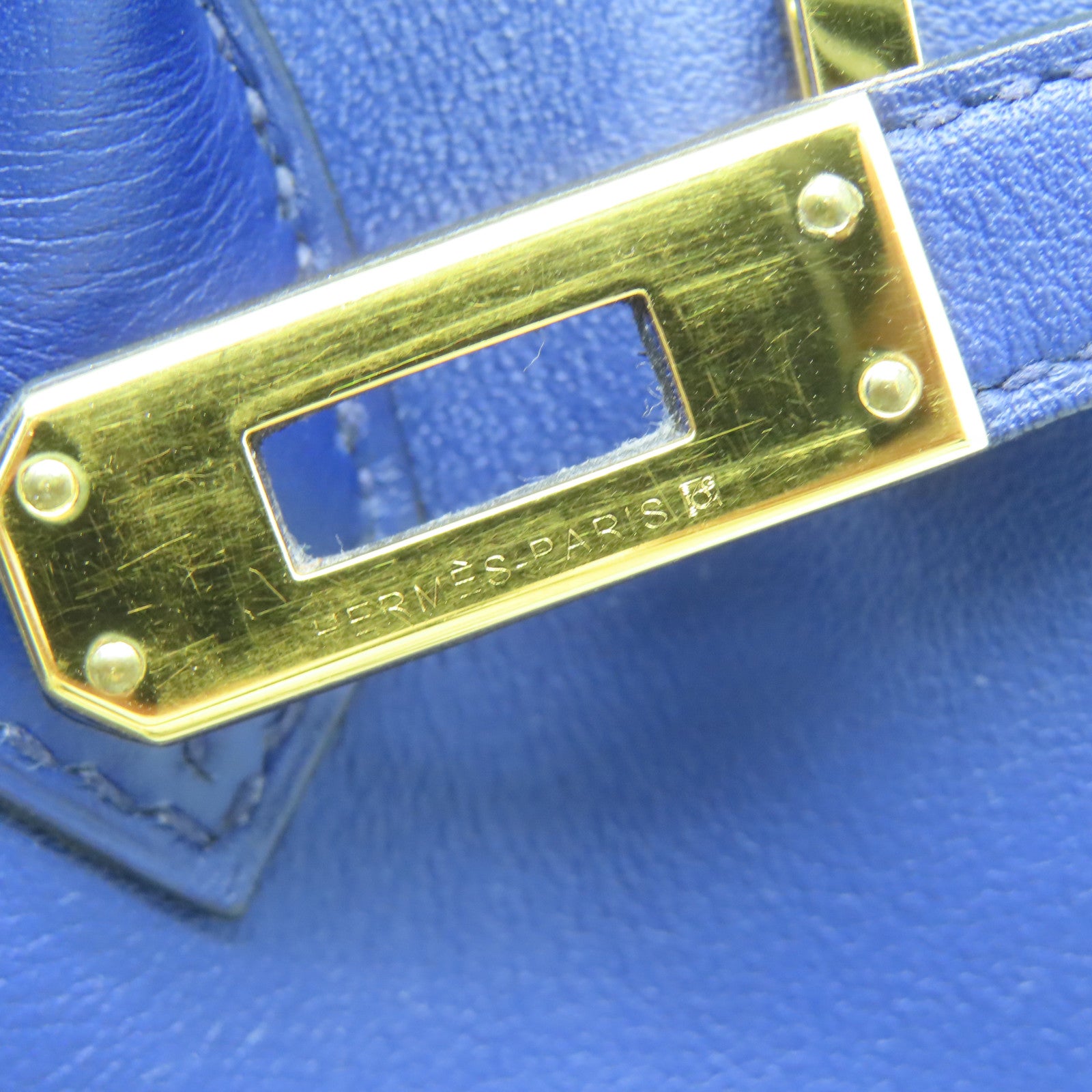 HERMES Swift皮革Birkin 25金扣手挽袋藍色