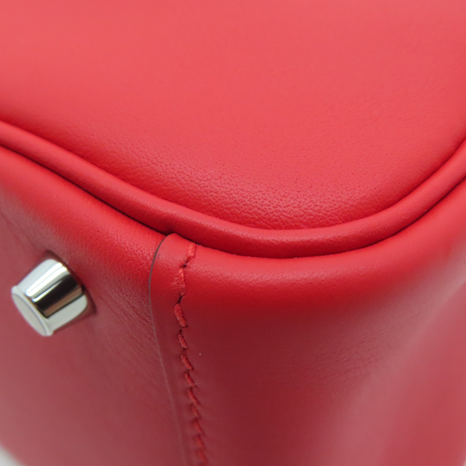 HERMES 【激减优惠】Swift皮革Mini Lindy银扣肩背袋Rose De Coeur红色