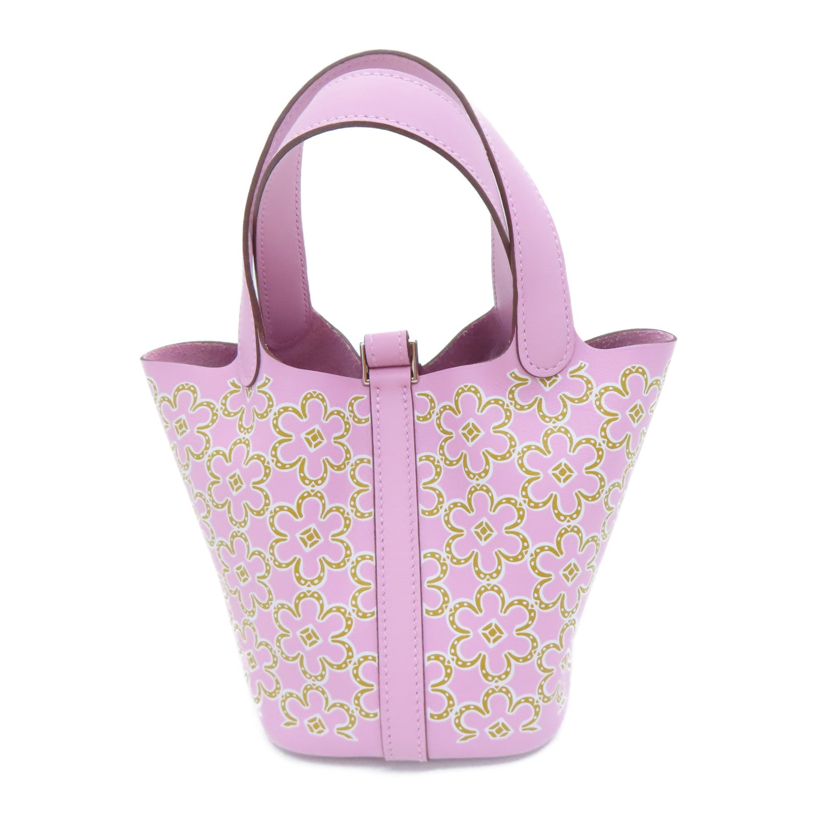 HERMES Swift皮革Micro Picotin Lucky Daisy银扣手挽袋Mauve Sylvestre锦葵紫色