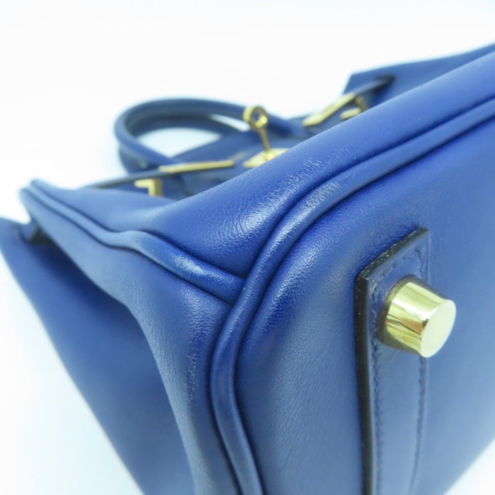 HERMES Swift皮革Birkin 25金扣手挽袋藍色