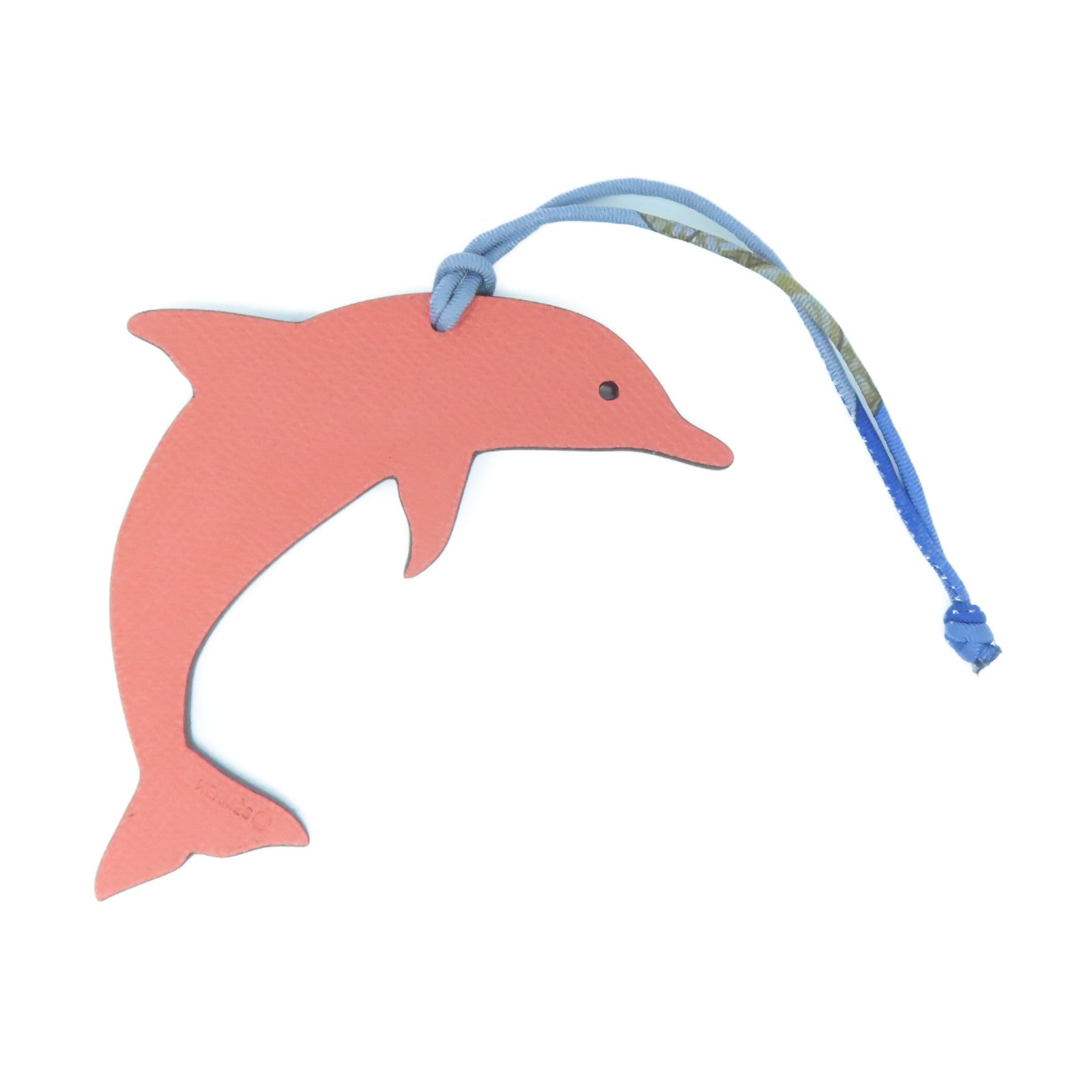 HERMES Epsom皮革Petit H Dolphin Charm掛飾粉紅色/藍色