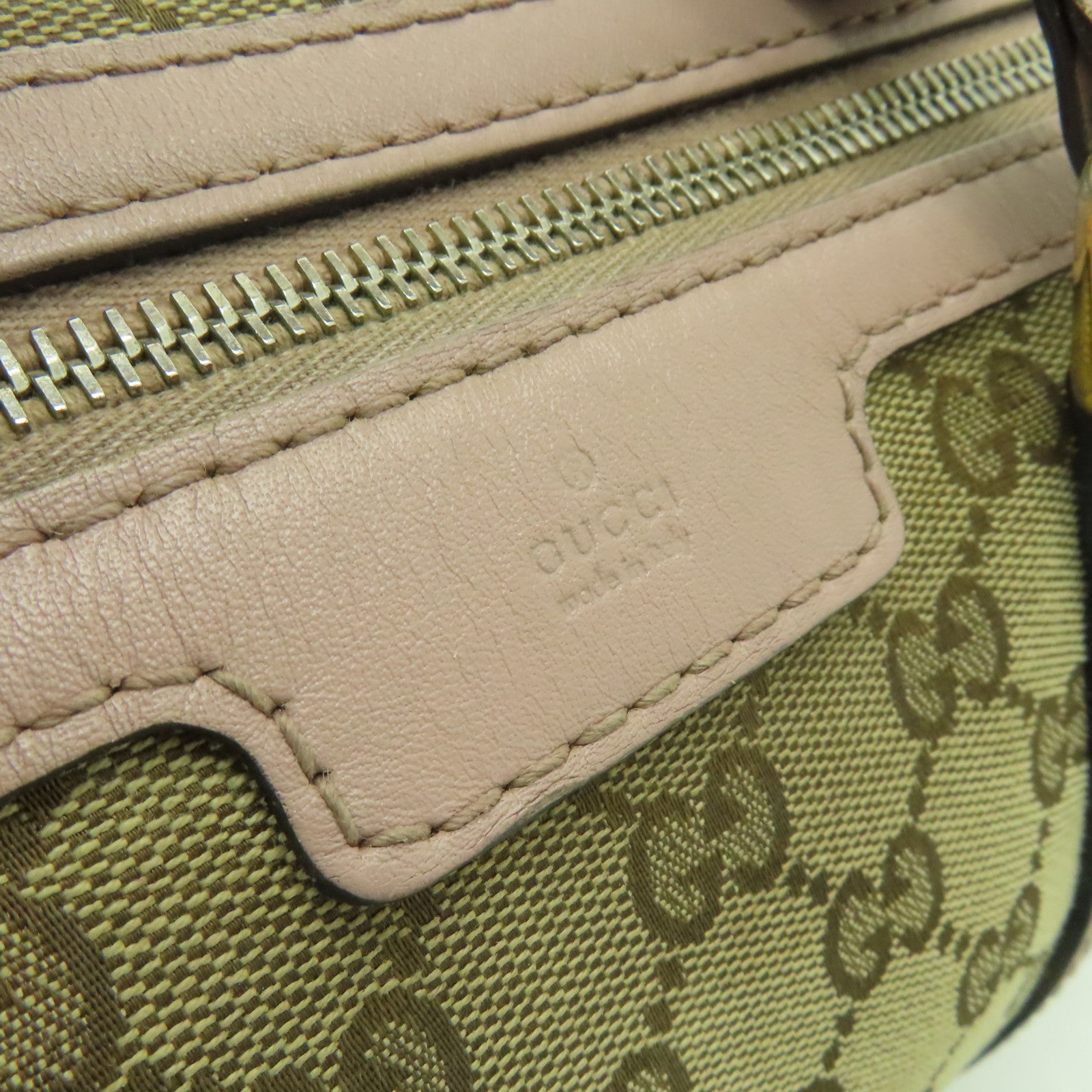 GUCCI 帆布2way Shoulder Bag金扣手挽肩背兩用袋米色/粉紅色