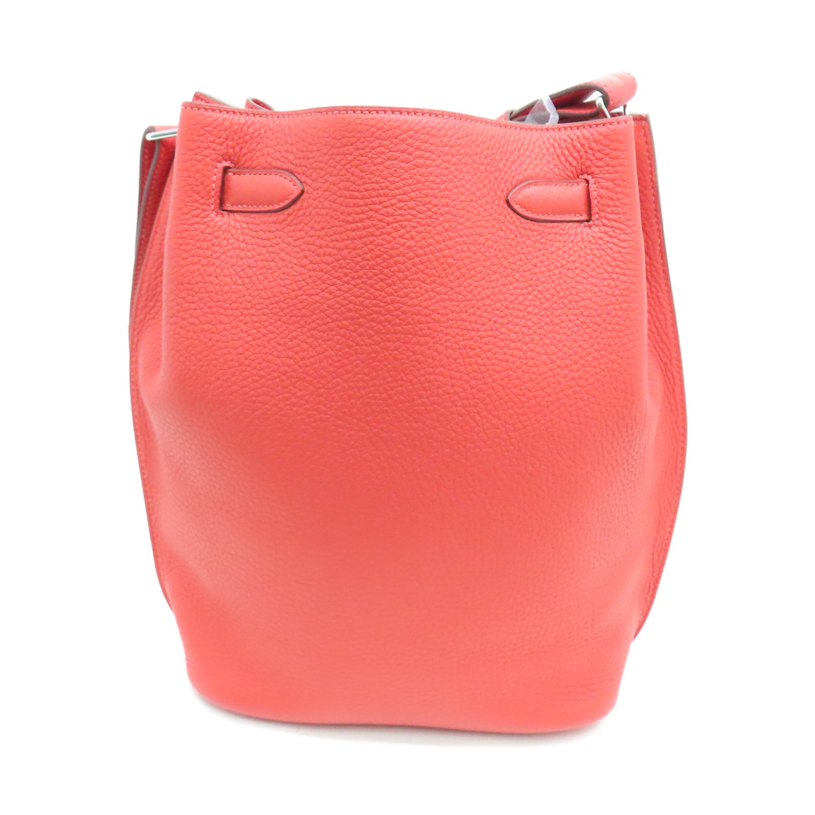 HERMES Taurillon Clemence皮革So Kelly 22銀扣肩背袋牡丹紅色
