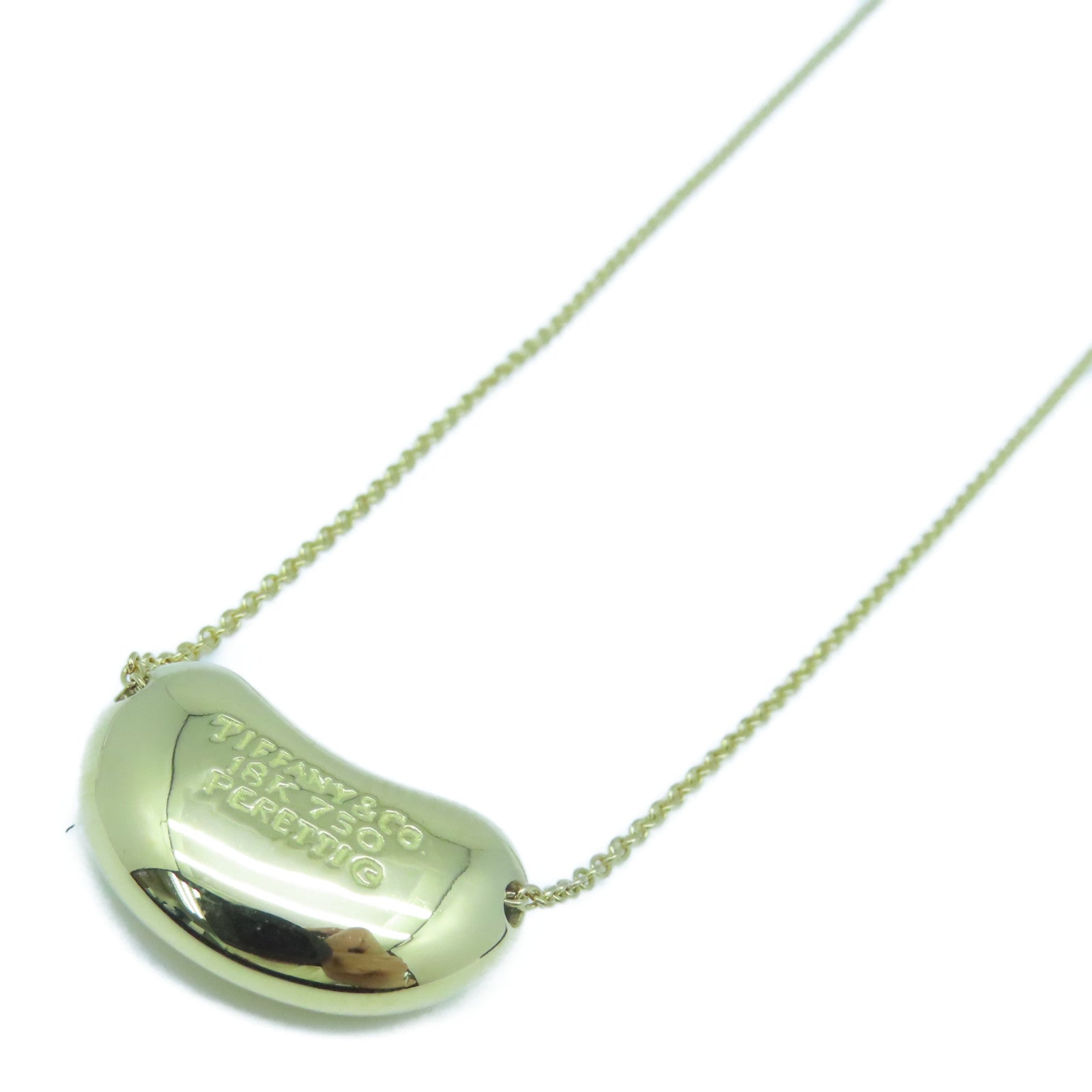 TIFFANY＆CO 18K黃金Bean Necklace 18mm項鍊