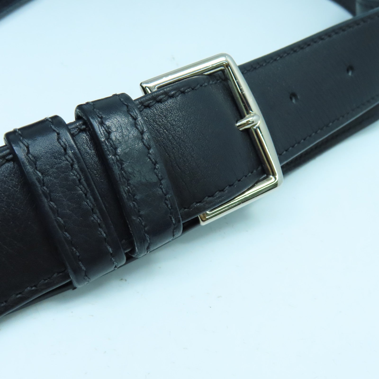 HERMES Evercalf皮革So Kelly銀扣肩背袋黑色